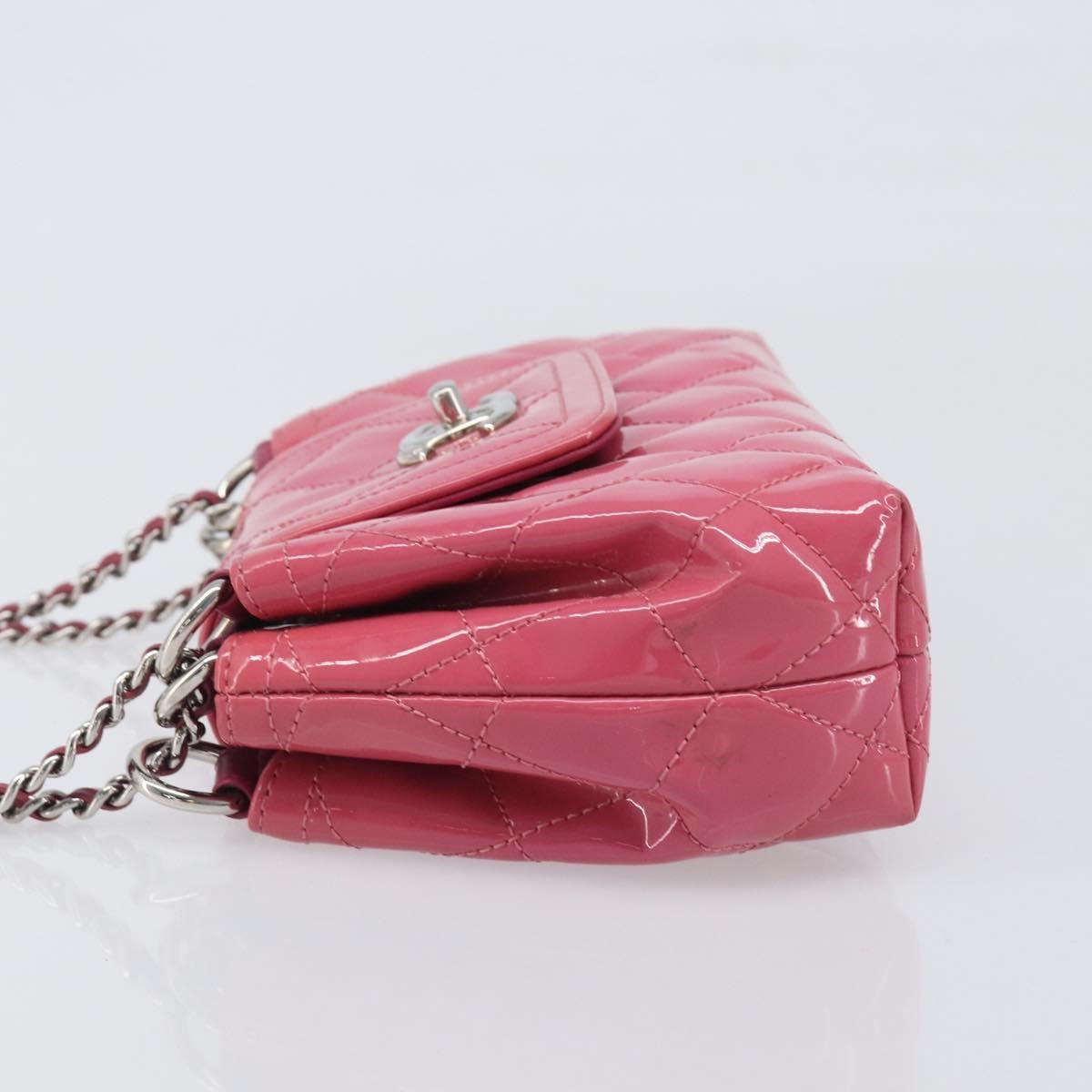 Chanel Mademoiselle Lock Chain Quilted Patent Pink Patent_Leather Shoulder Bag Bag (Pre-Owned)