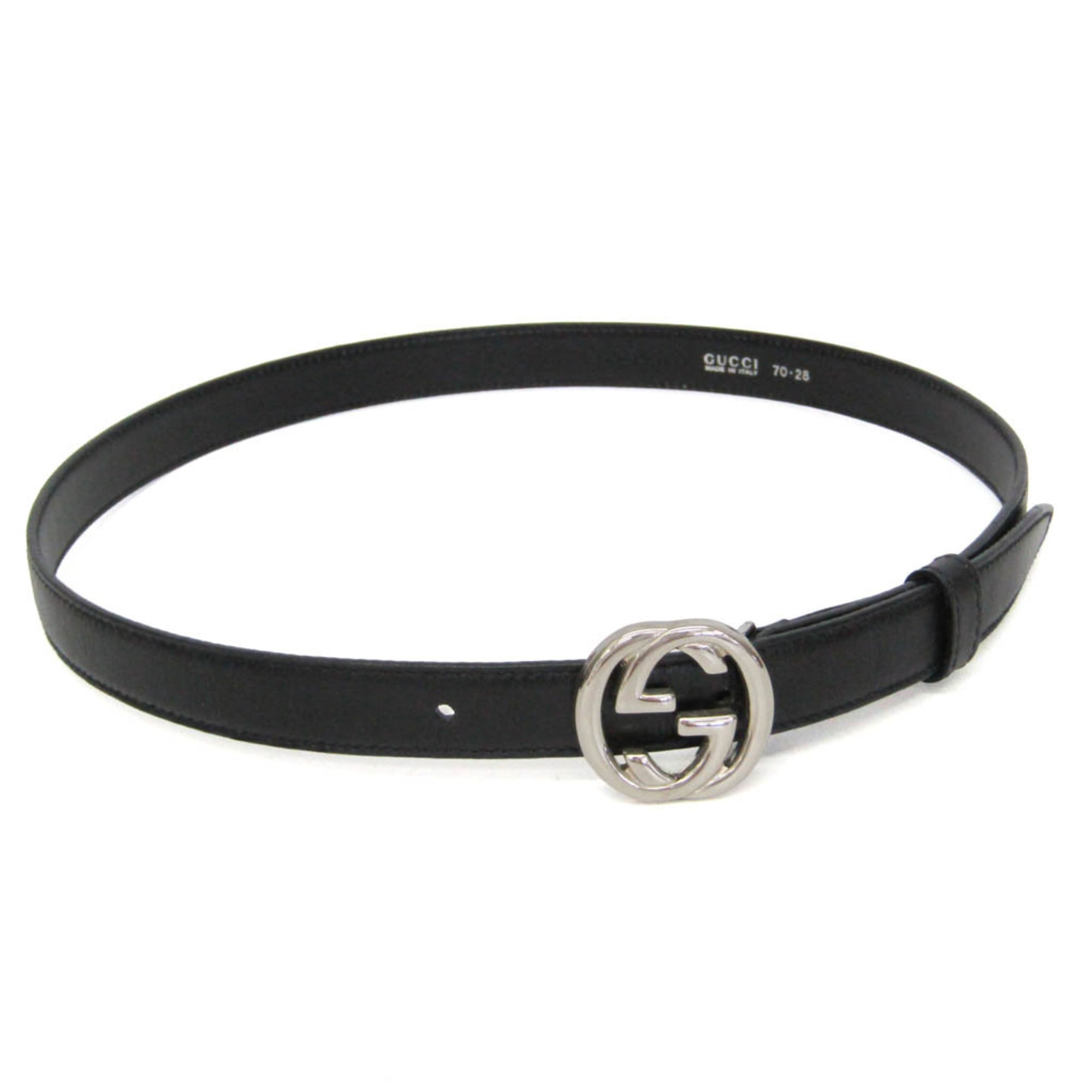 Gucci Interlocking G Belt (Outlet) Leather Black Leather Belts Accessory (Pre-Owned)