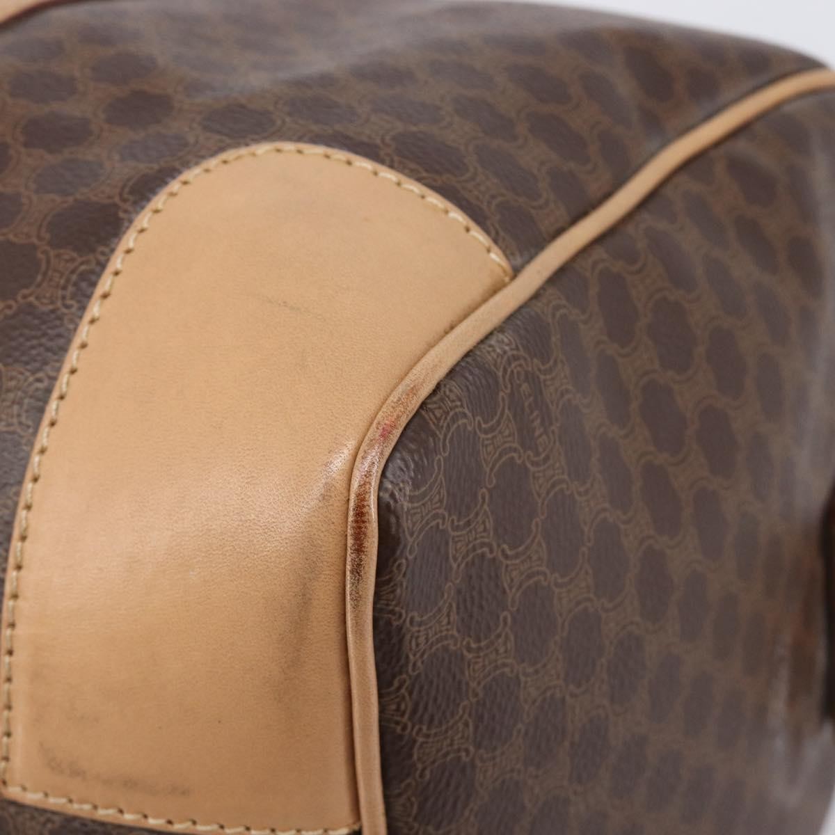 Celine Vintage Duffle Macadam Coated Canvas Brown Pvc Handbag (Pre-Owned)