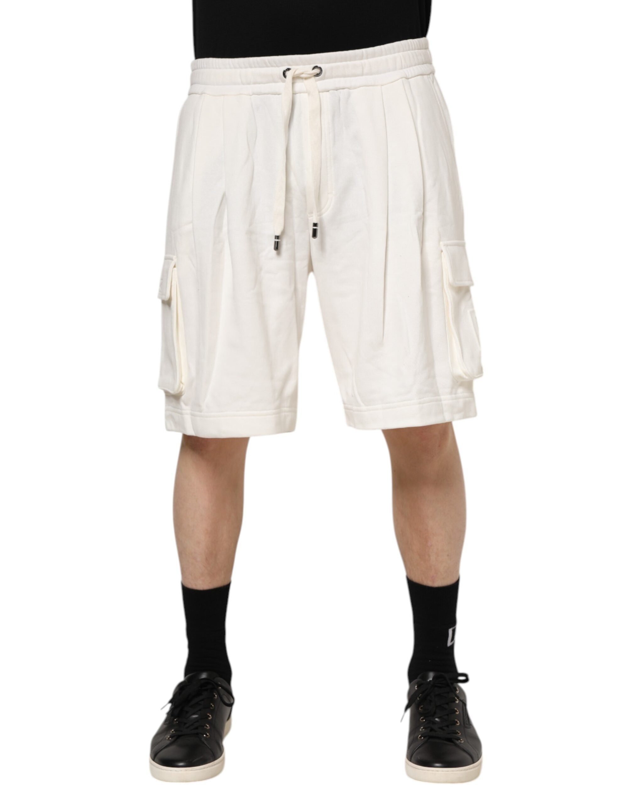 Dolce & Gabbana White Cotton Cargo Bermuda SweatMen's Men's Shorts (Pre-Owned)