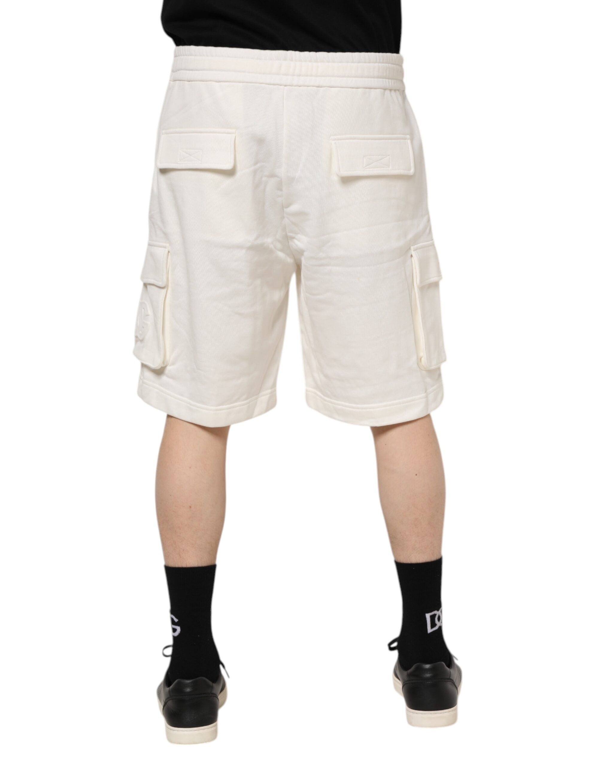 Dolce & Gabbana White Cotton Cargo Bermuda SweatMen's Men's Shorts (Pre-Owned)