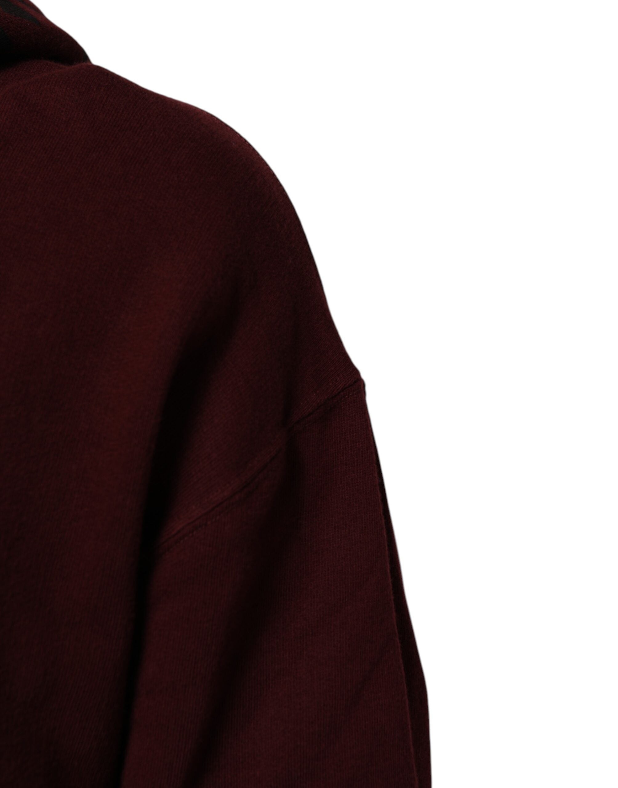 Dolce & Gabbana Burgundy Cotton Plaid Lined Men Hoodie Men's Sweater