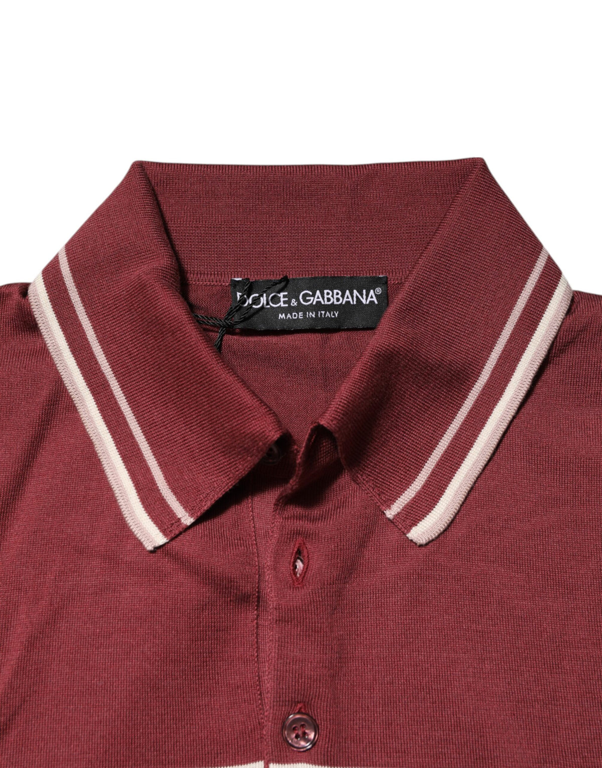 Dolce & Gabbana Cotton Burgundy Striped DG Logo Polo  Men's T-shirt