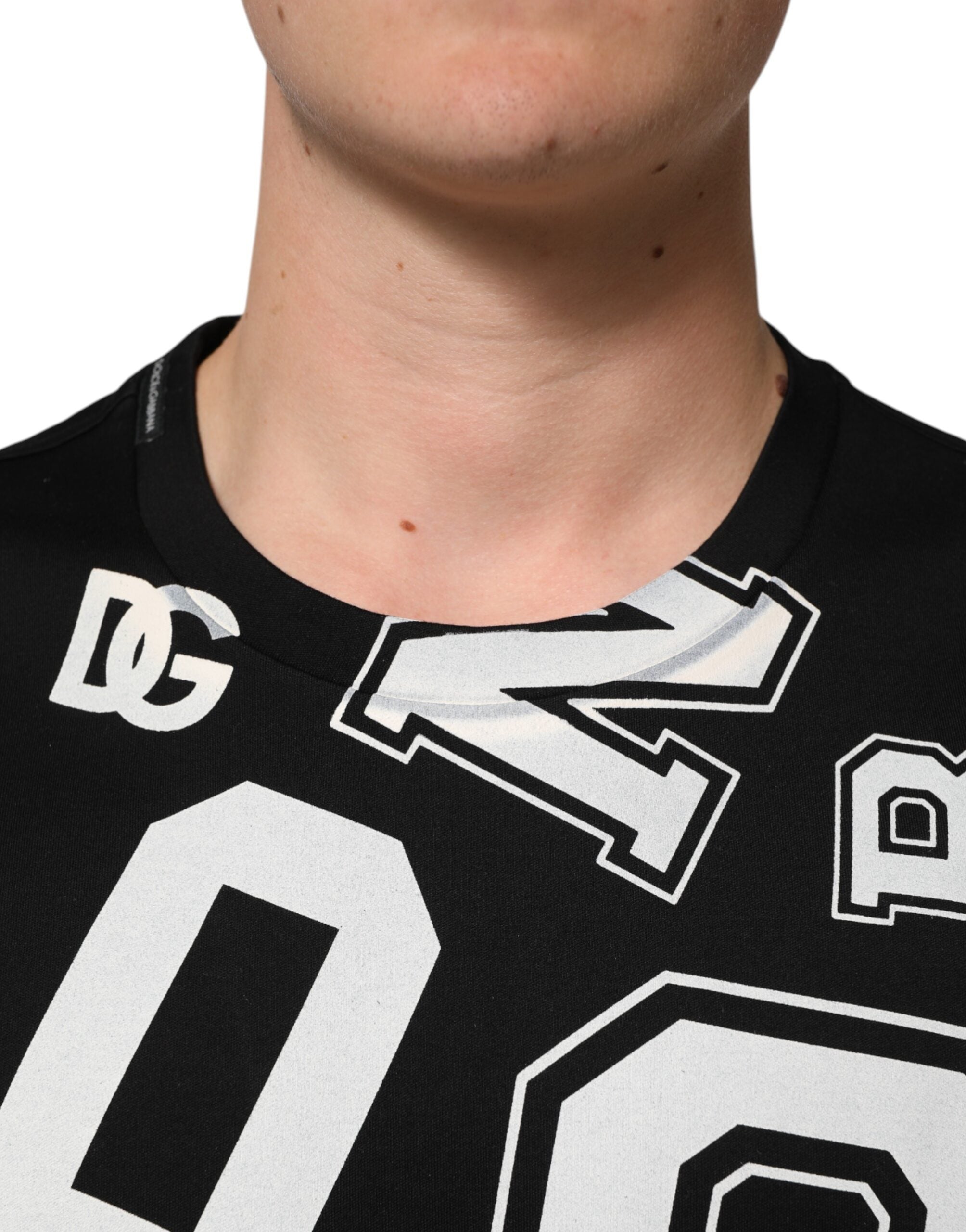 Dolce & Gabbana Black Cotton Letter Print Short Sleeve Men's T-shirt (Pre-Owned)
