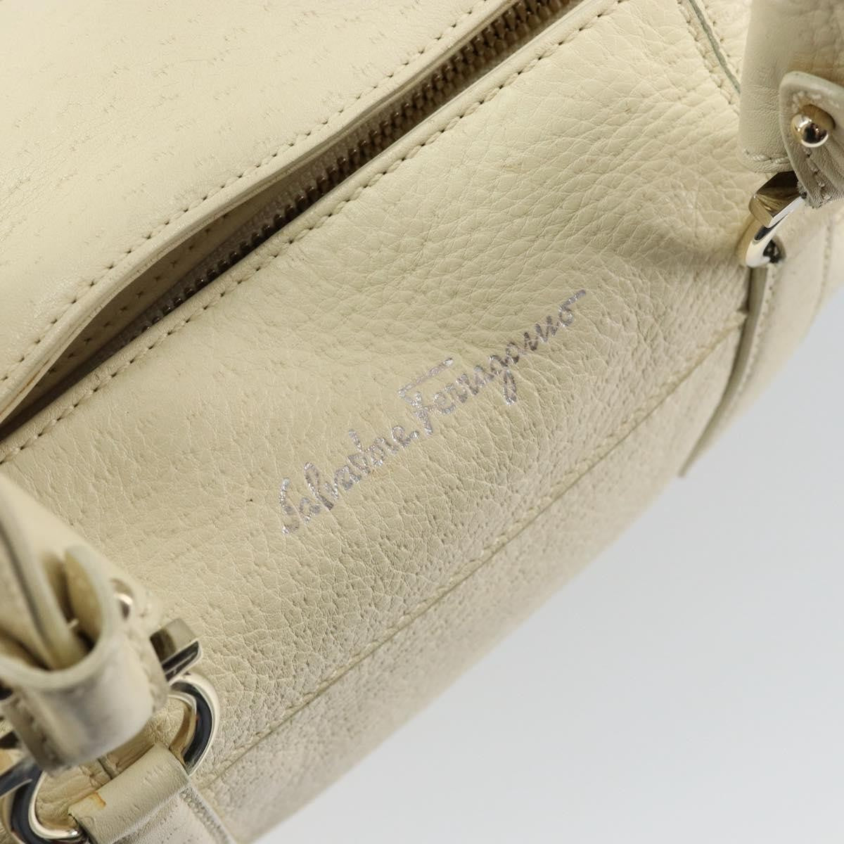 Salvatore Ferragamo Gancini Leather Beige Leather Shoulder Bag Bag (Pre-Owned)
