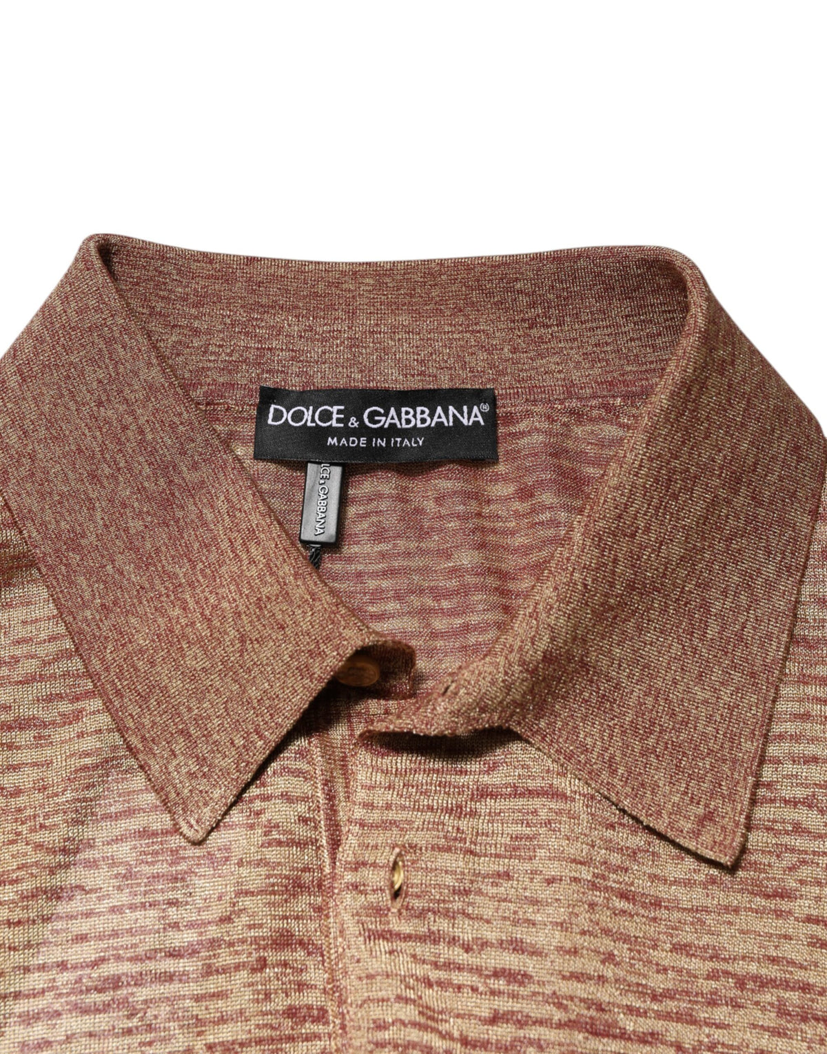 Dolce & Gabbana Brown Silk Textured Short Sleeve Polo Men's T-shirt
