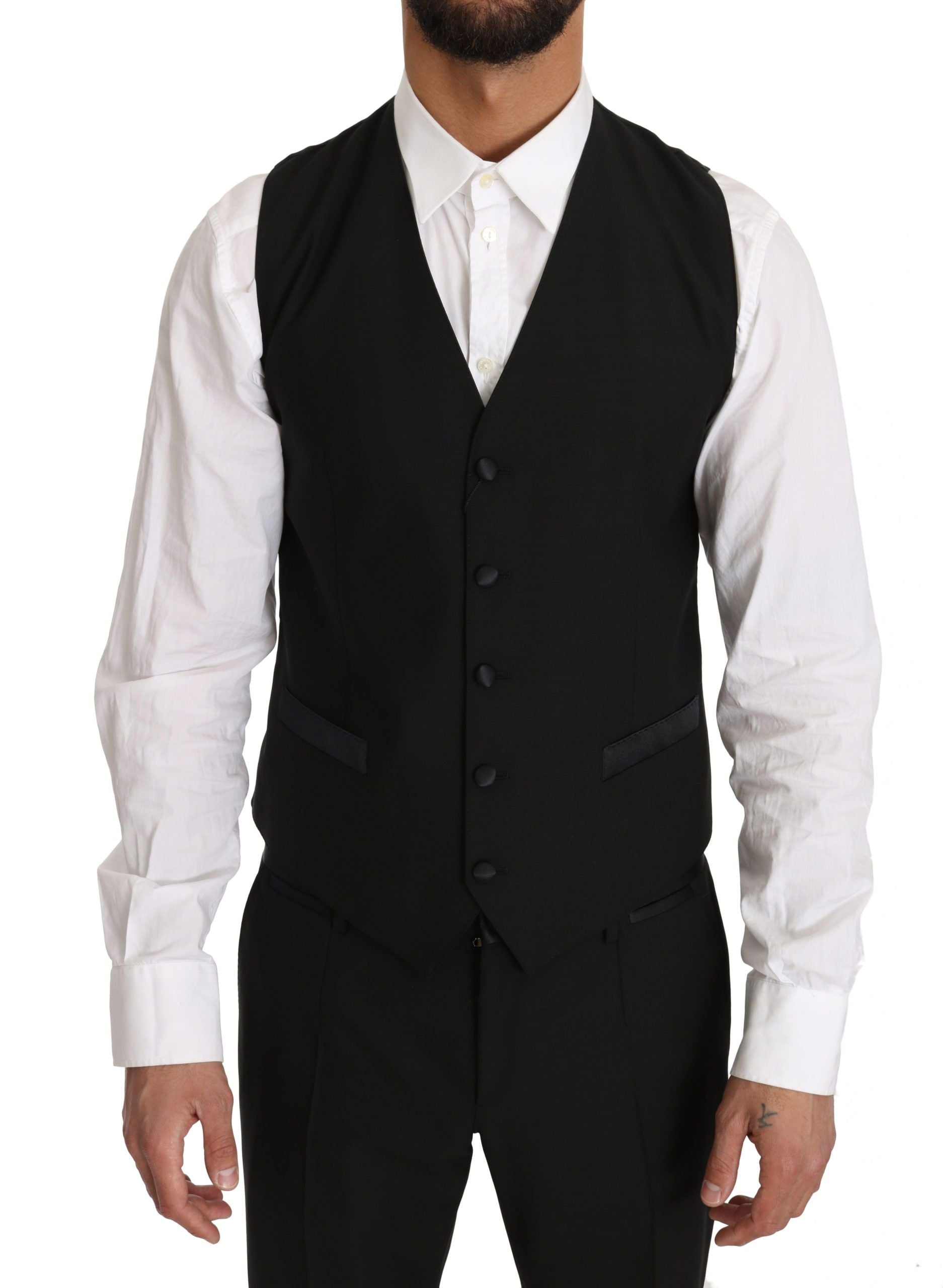 Dolce & Gabbana Sleek Black Slim Fit Formal Men's Vest