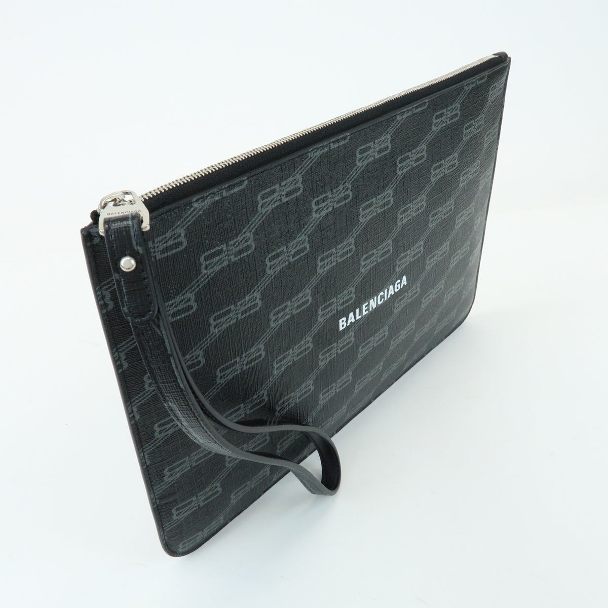 Balenciaga Signature Pouch Monogram Pvc Leather Black Canvas Clutche & Pouche Bag (Pre-Owned)