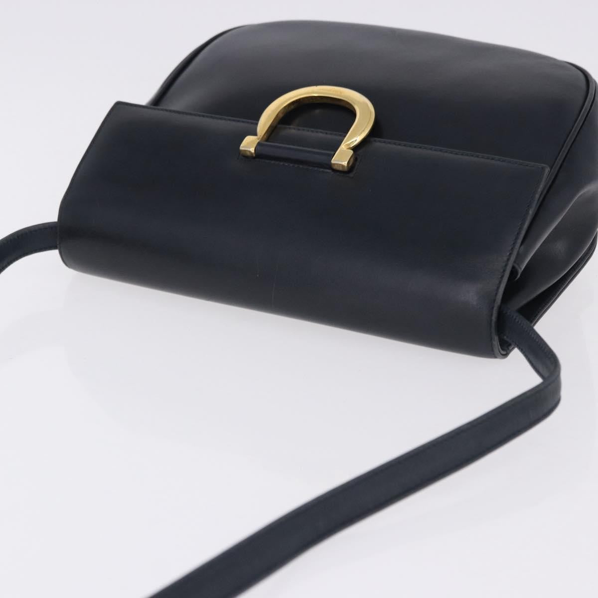 Salvatore Ferragamo Gancini Leather Navy Leather Shoulder Bag Bag (Pre-Owned)