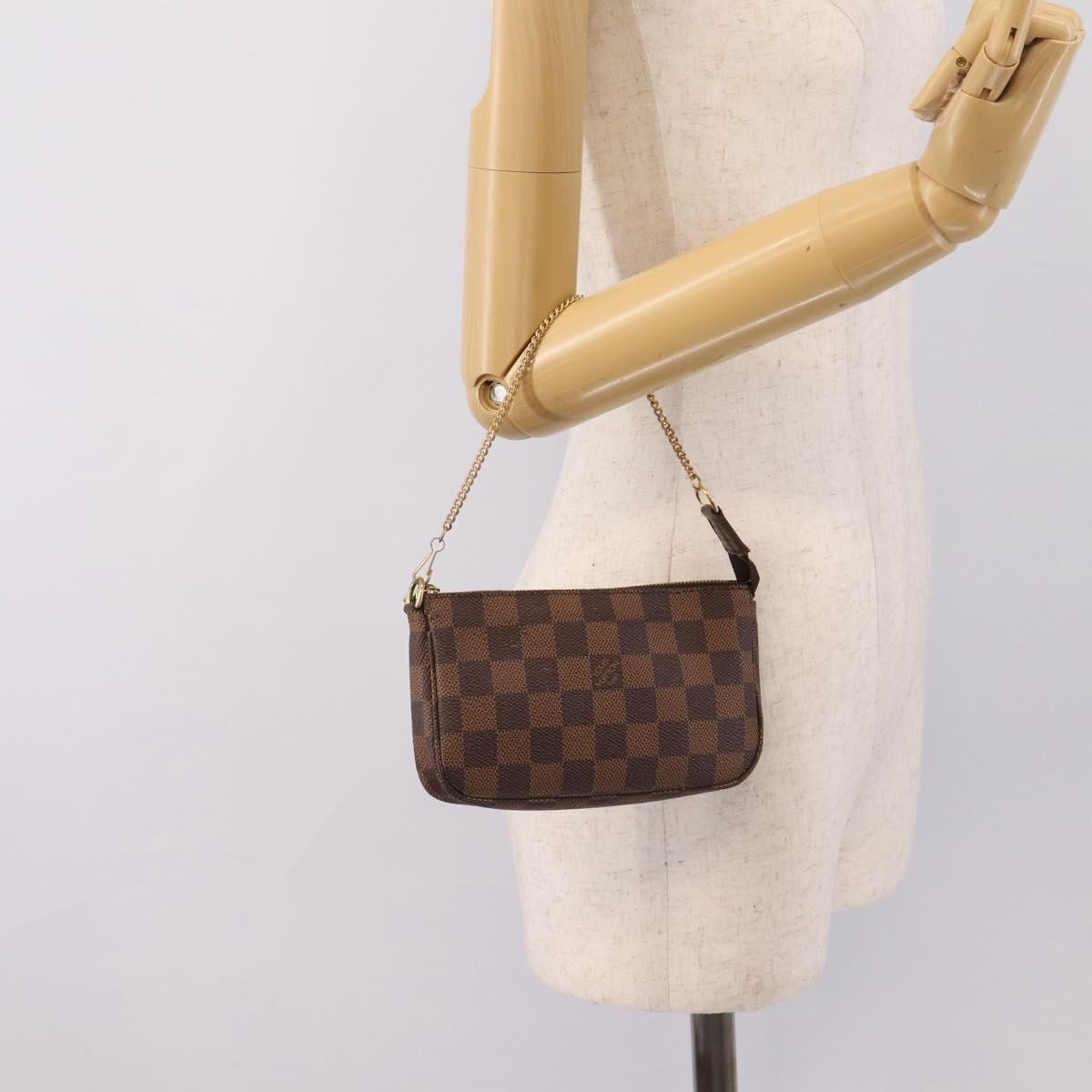Louis Vuitton Mini Pochette Accessoires Damier Canvas Brown Canvas Clutche & Pouche Bag (Pre-Owned)