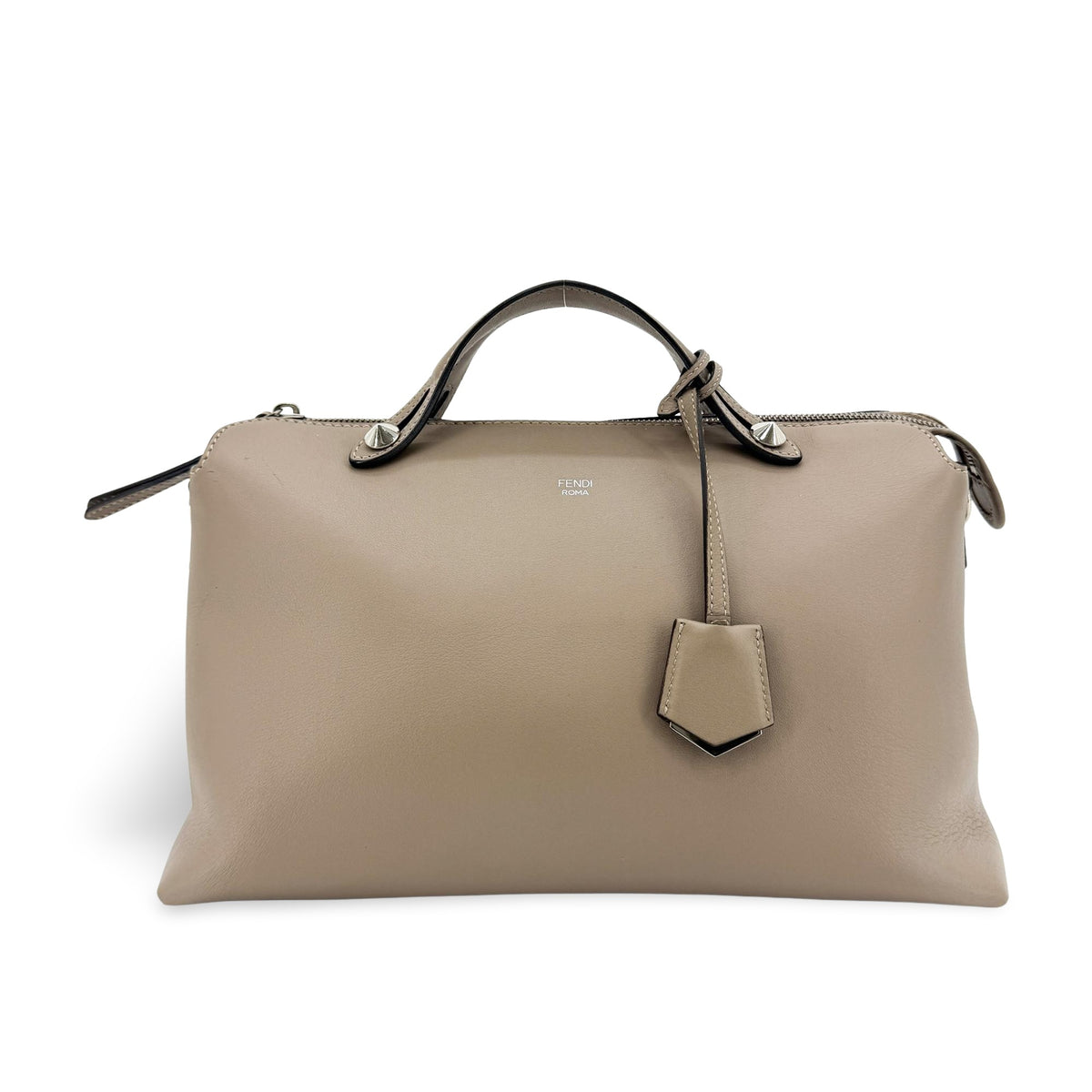 Fendi By The Way Satchel Calfskin Beige Leather Handbag (Pre-Owned)