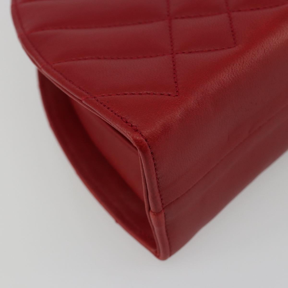 Chanel Vintage Chain Evening Mixed Quilt Lambskin Red Leather Clutche & Pouche Bag (Pre-Owned)