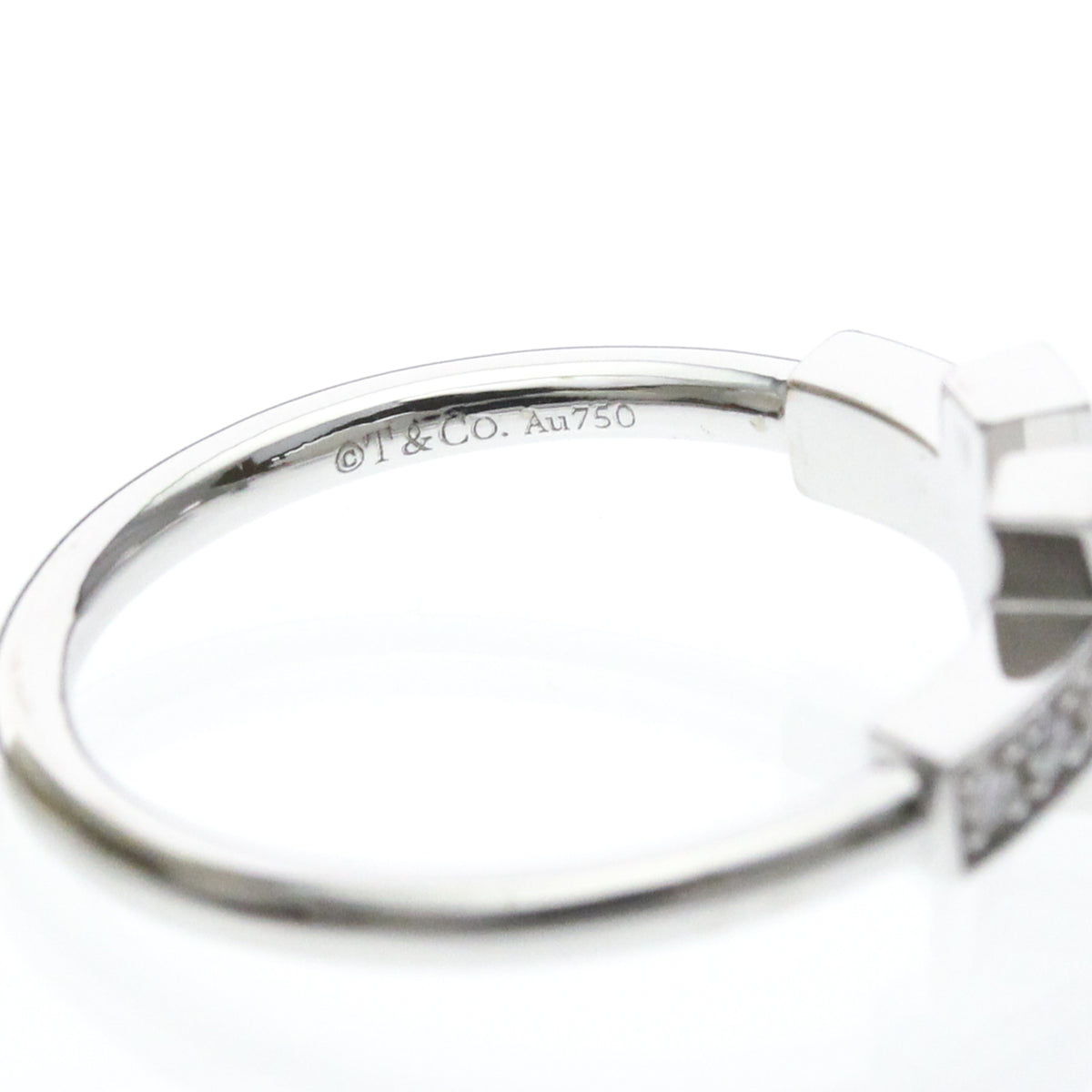 Tiffany & Co. T Wire 18K White Gold With Diamonds Silver White_Gold Ring Jewelry (Pre-Owned)
