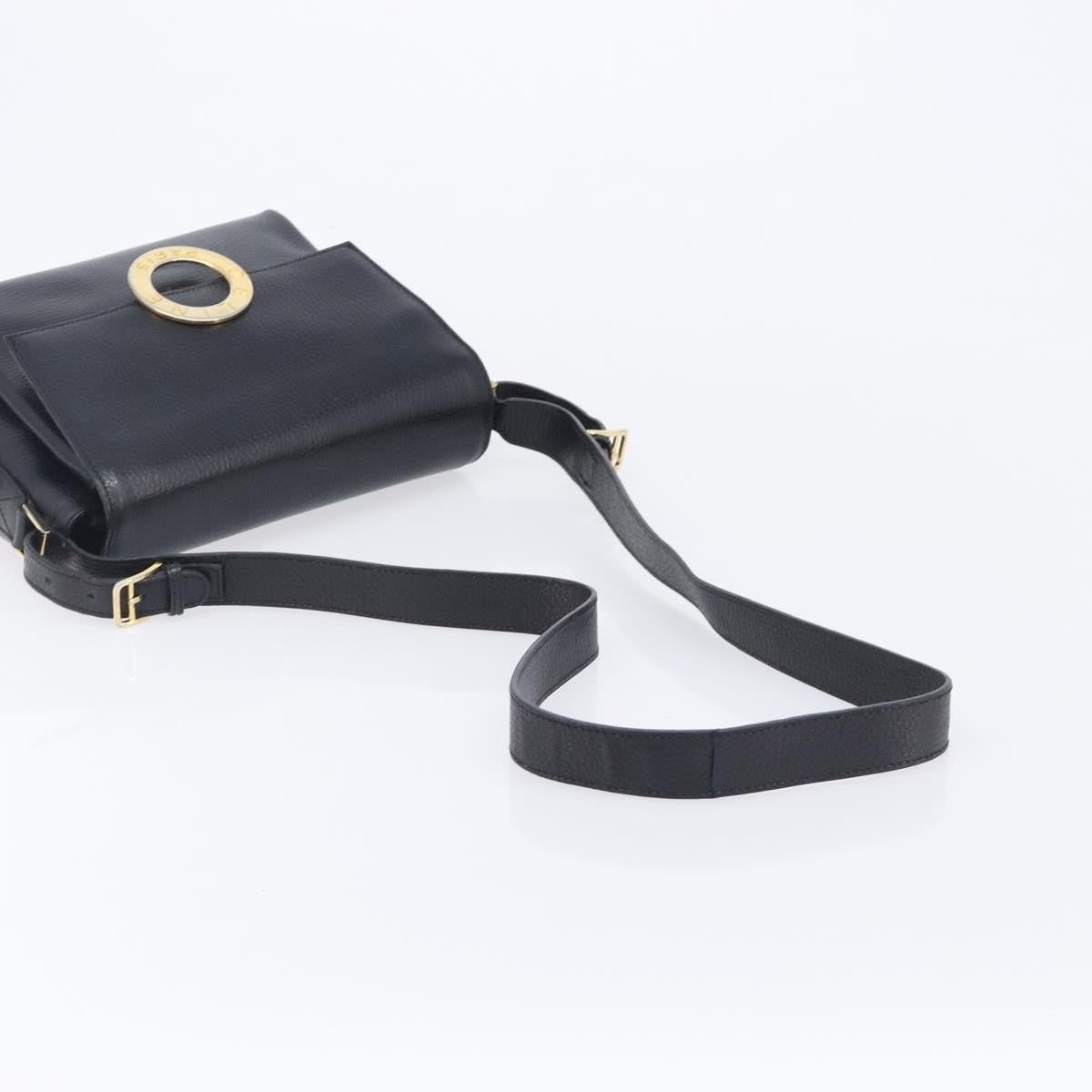 Celine Vintage Circle Logo Leather Black Leather Crossbody Bag Bag (Pre-Owned)