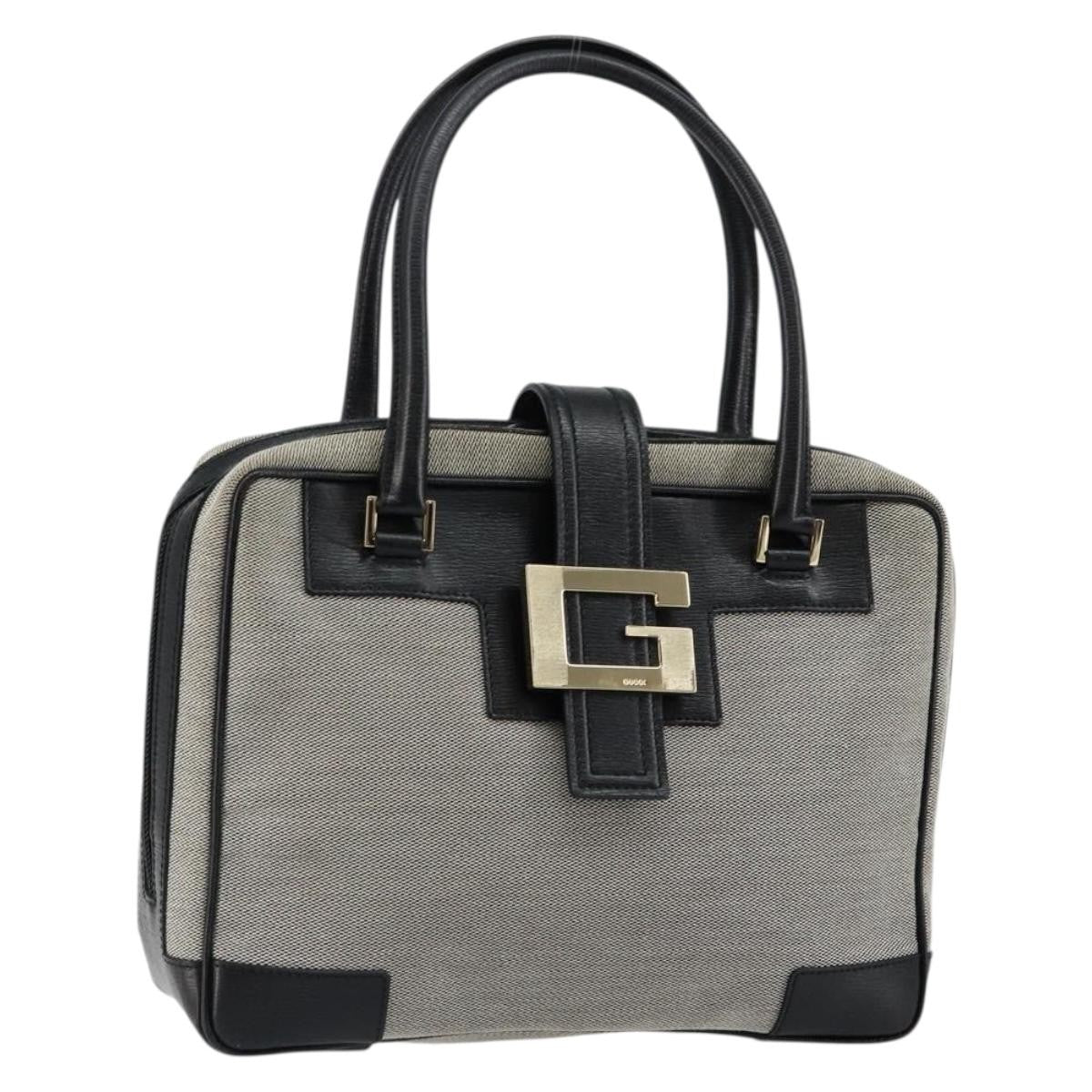 Gucci Vintage Square G Canvas Gray Canvas Handbag (Pre-Owned)