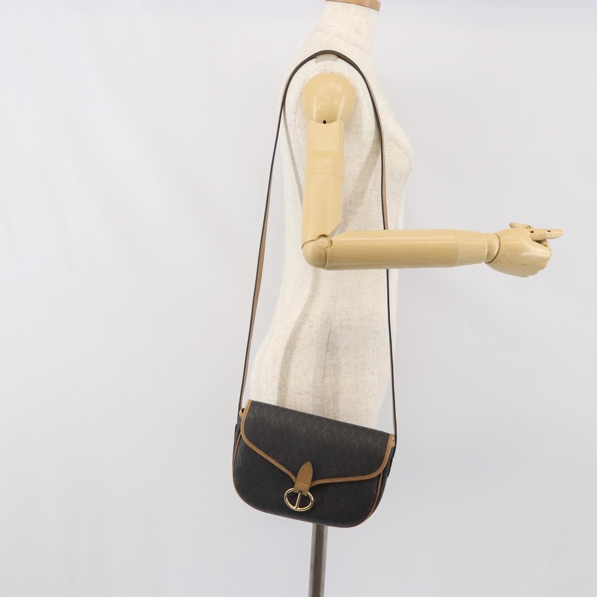 Christian Dior Vintage Honeycomb Canvas And Leather Black Canvas Shoulder Bag Bag (Pre-Owned)