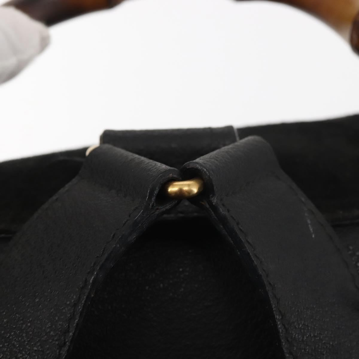 Gucci Vintage Bamboo Suede Black Suede Backpack Bag (Pre-Owned)