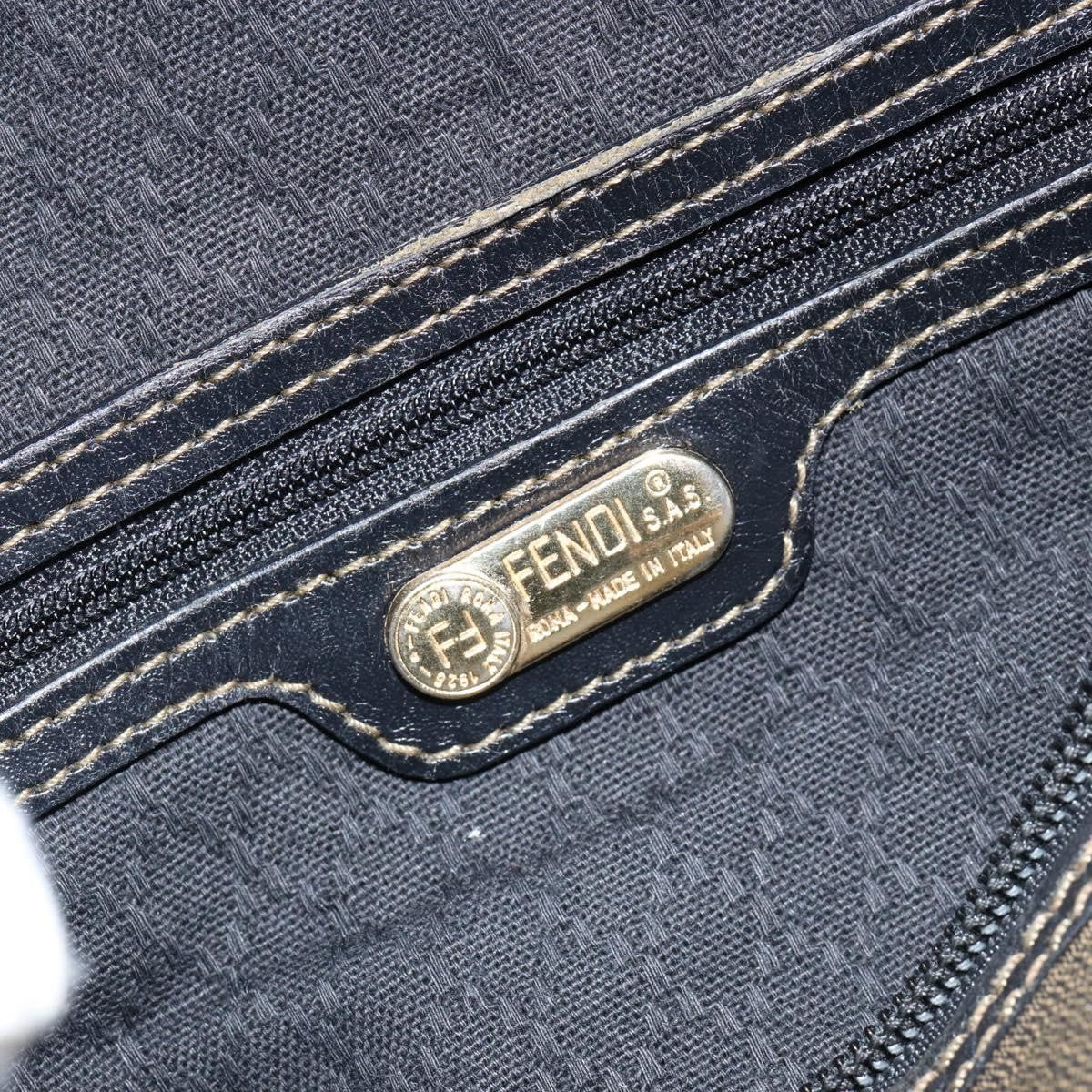 Fendi Vintage Pequin Boston Coated Canvas Brown Canvas Handbag (Pre-Owned)