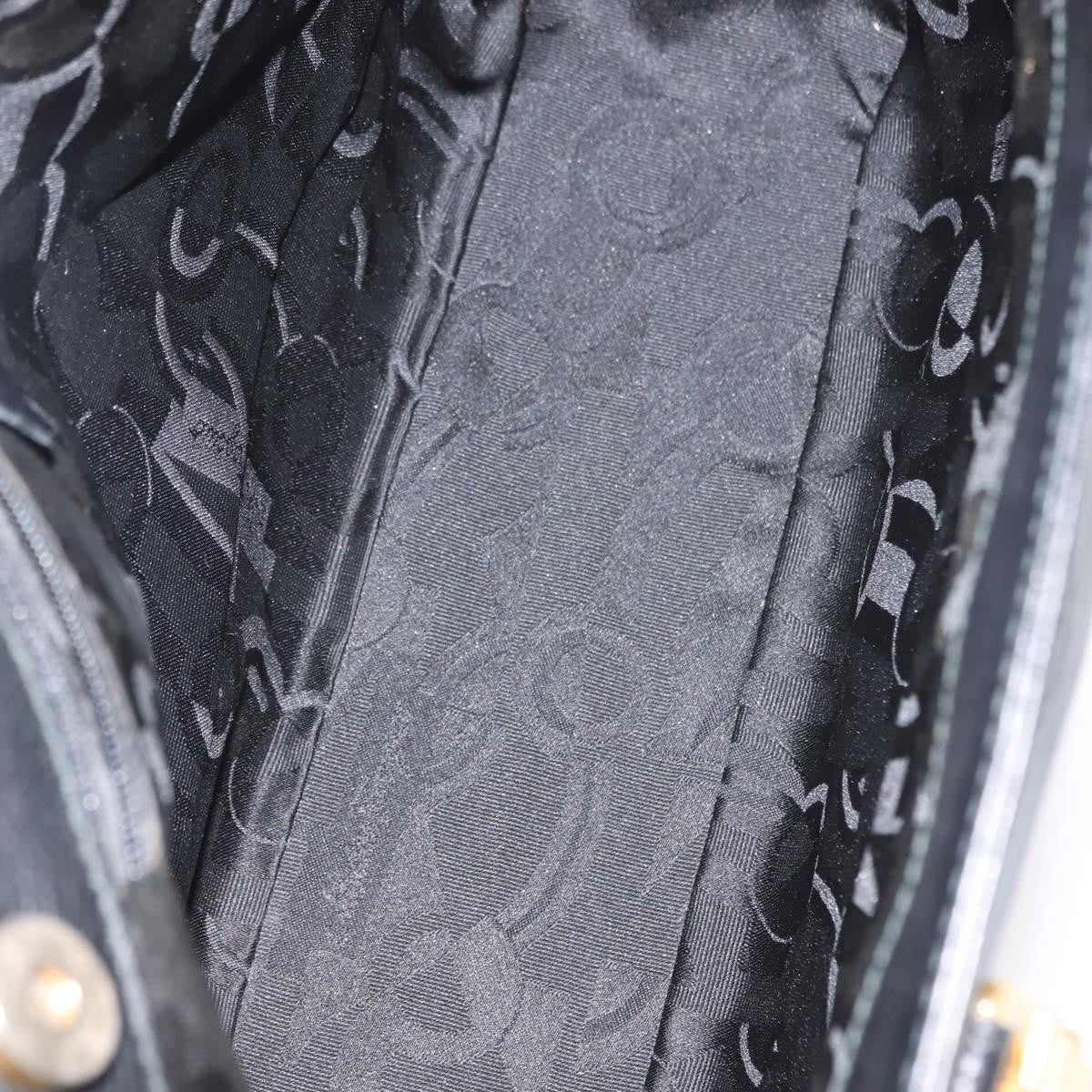 Salvatore Ferragamo Gancini Tote Leather Black Leather Tote Bag Bag (Pre-Owned)