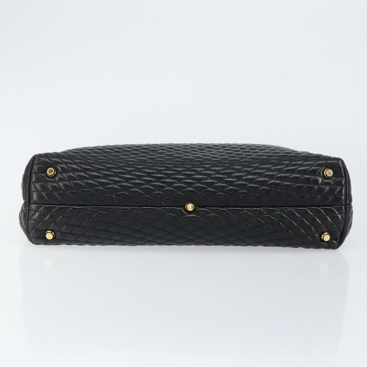 Bally Vintage Quilted Leather Black Leather Handbag (Pre-Owned)