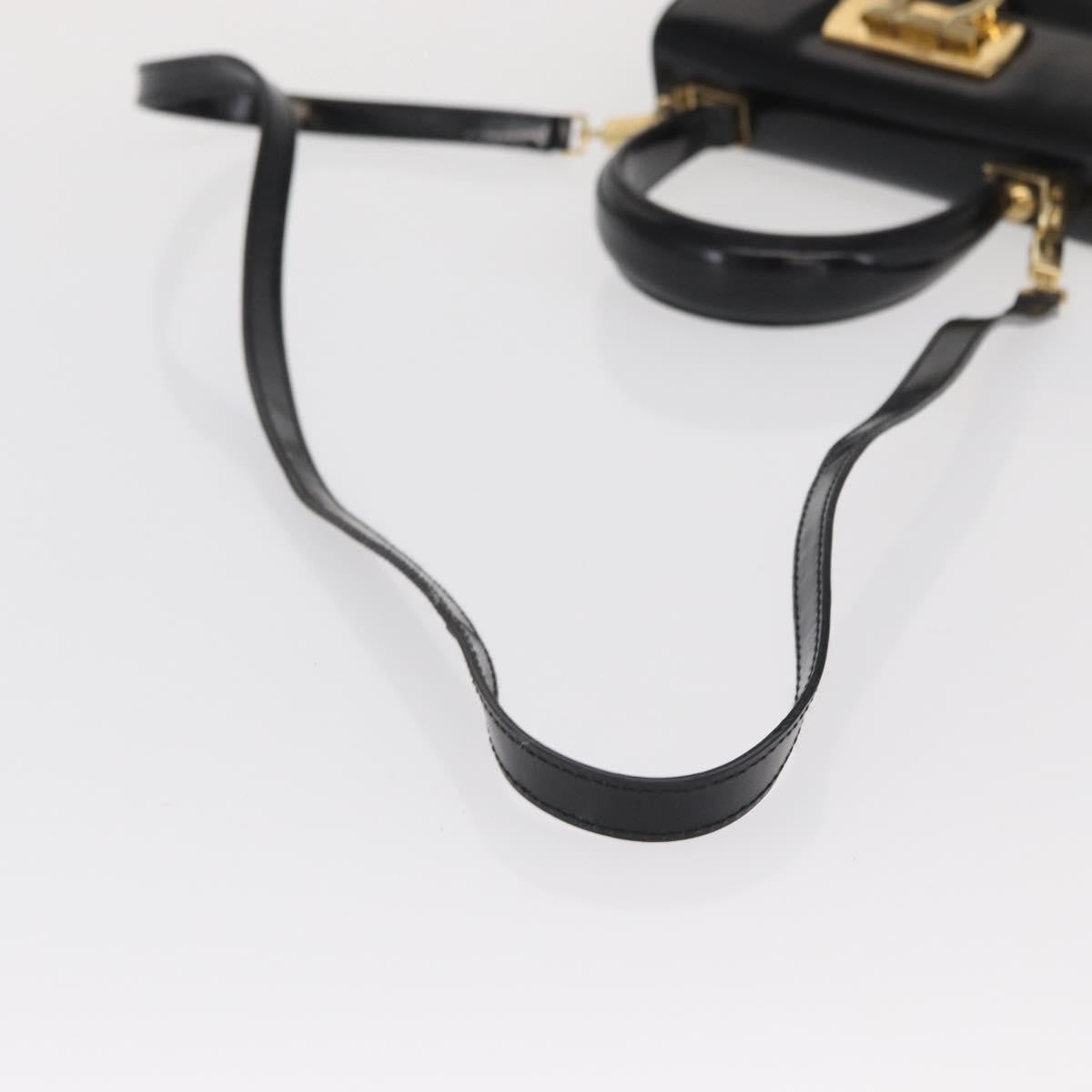 Salvatore Ferragamo Gancini Convertible Top Handle Patent Leather Black Patent_Leather Handbag (Pre-Owned)