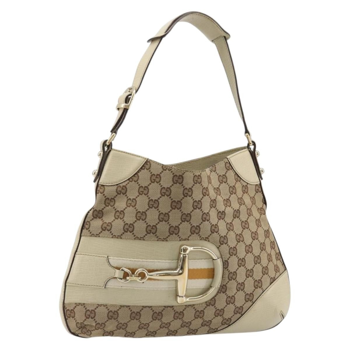 Gucci Hasler Hobo Gg Canvas Beige Canvas Shoulder Bag Bag (Pre-Owned)
