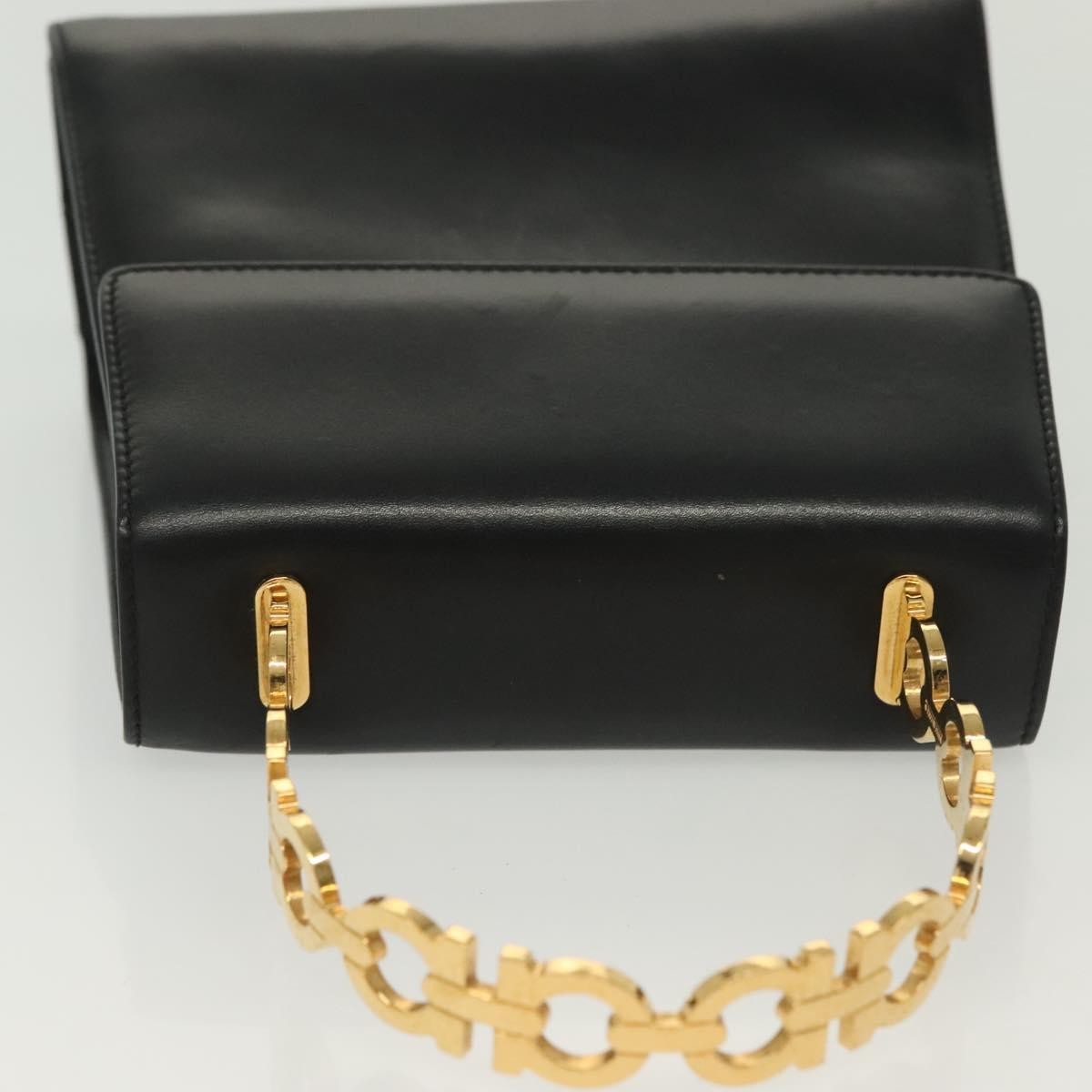 Salvatore Ferragamo Vintage Gancini Convertible Top Handle Leather Black Leather Handbag (Pre-Owned)