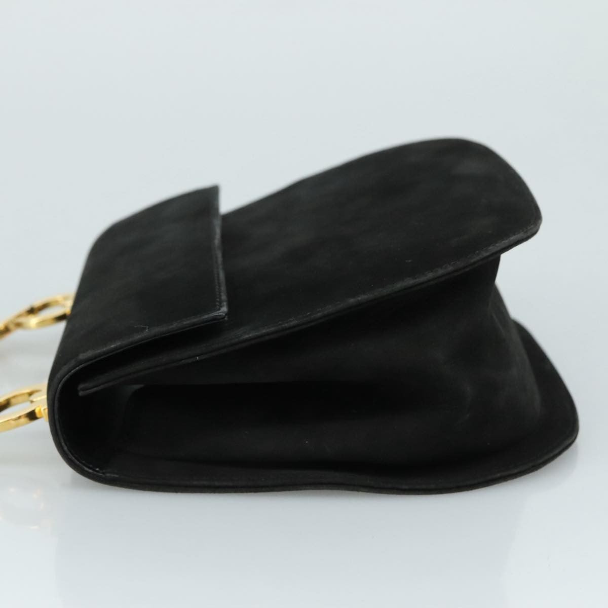 Salvatore Ferragamo Gancini Suede Black Suede Shoulder Bag Bag (Pre-Owned)