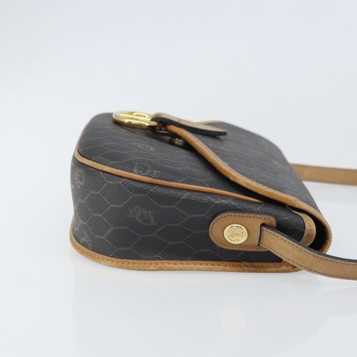 Christian Dior Vintage Honeycomb Canvas And Leather Black Canvas Shoulder Bag Bag (Pre-Owned)
