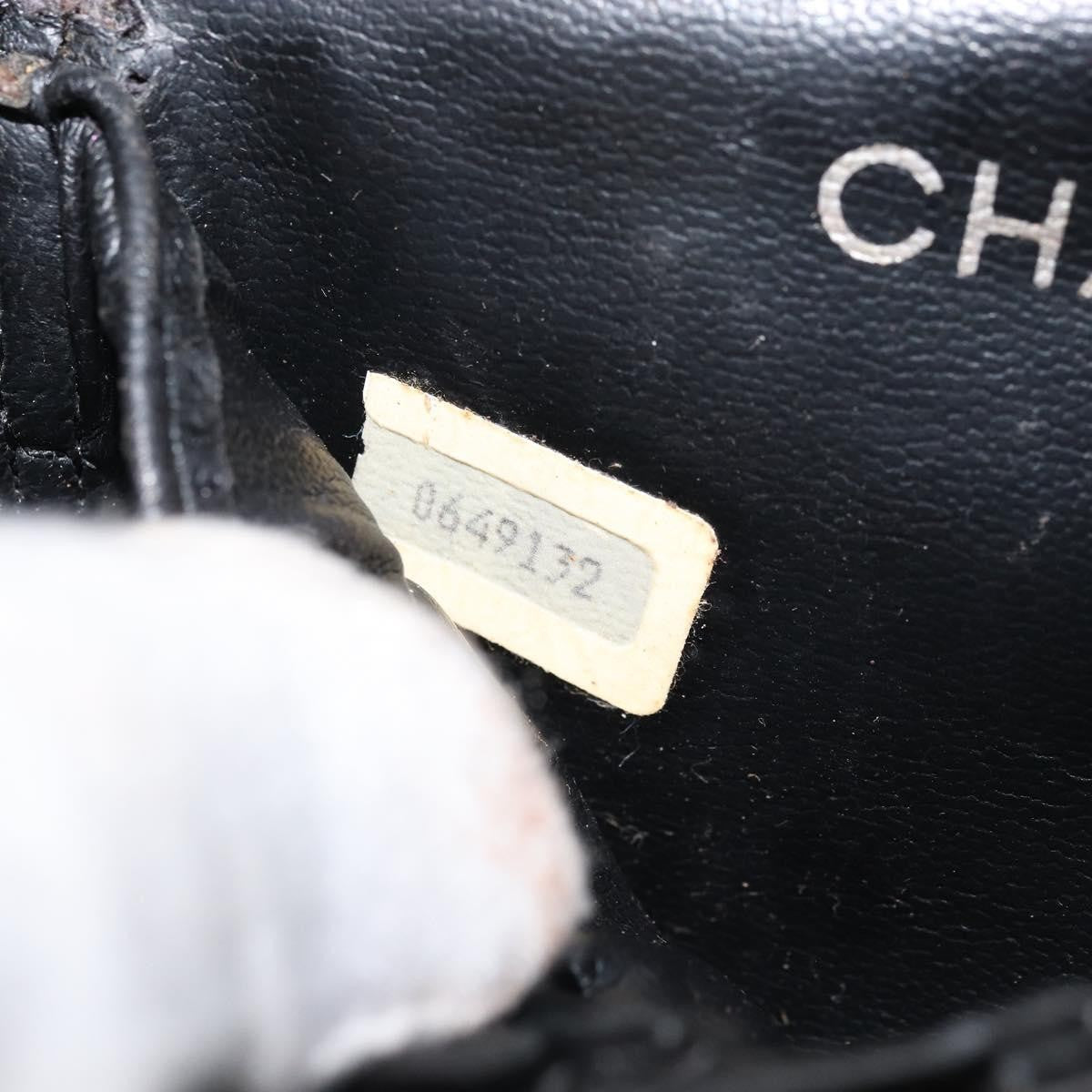 Chanel Vintage Cosmetic Case Lambskin Black Leather Clutche & Pouche Bag (Pre-Owned)