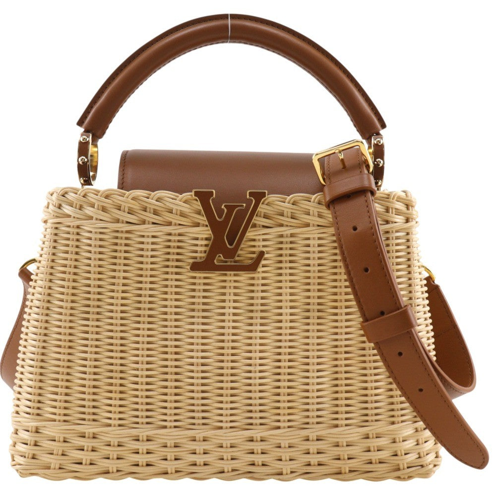 Louis Vuitton Capucines Wicker With Leather Beige Wicker Handbag (Pre-Owned)