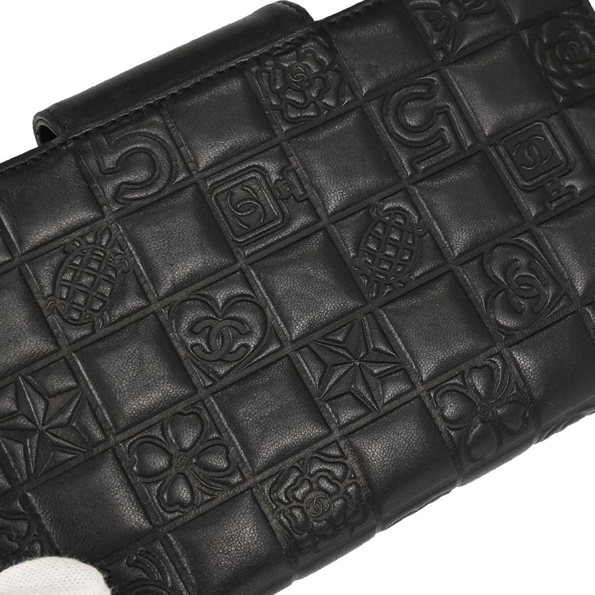 Chanel Lucky Symbols French Embossed Quilted Leather Black Leather Wallets Accessory (Pre-Owned)