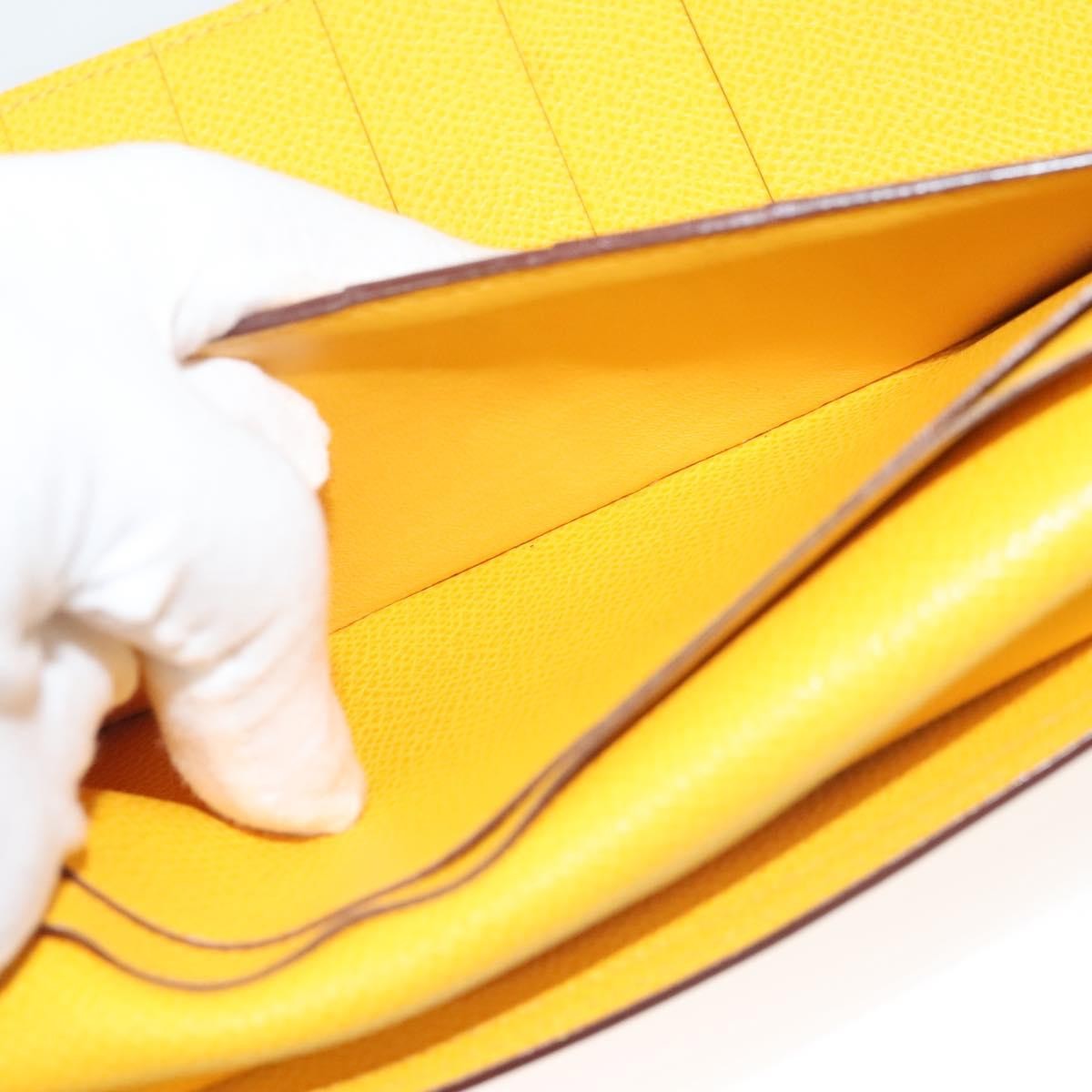 Hermes Bearn Epsom Yellow Leather Wallets Accessory (Pre-Owned)