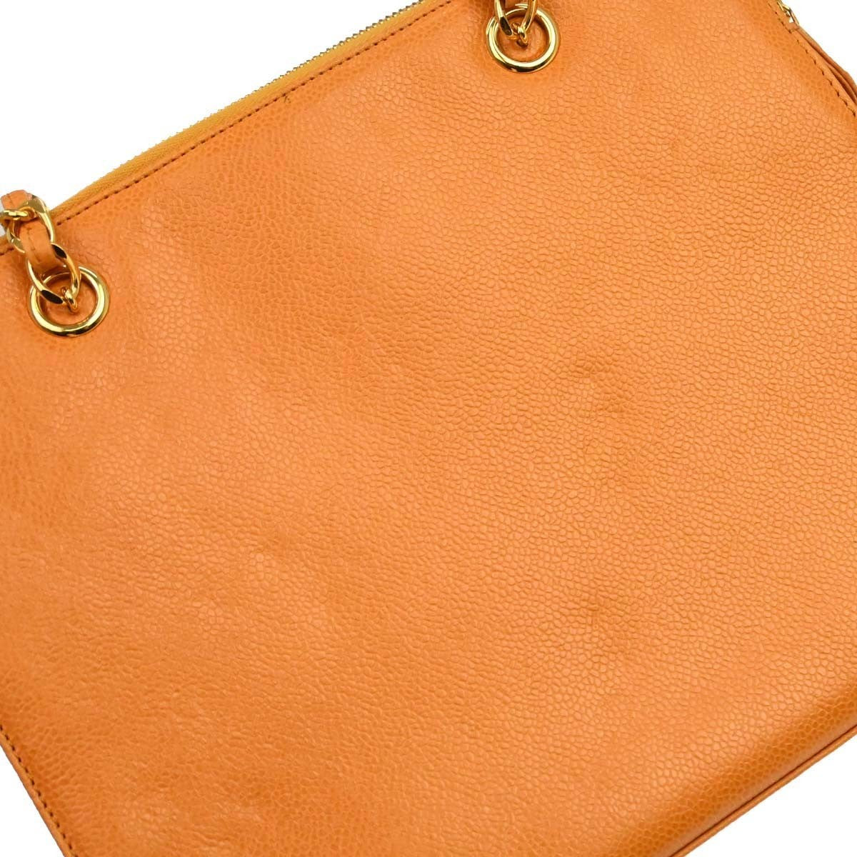 Chanel Vintage Front Pocket Leather Orange Leather Shoulder Bag Bag (Pre-Owned)