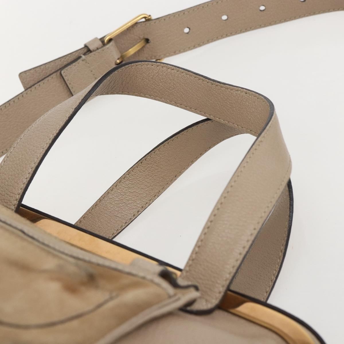 Chloe Abby Convertible Frame Satchel Leather With Suede Beige Leather Handbag (Pre-Owned)