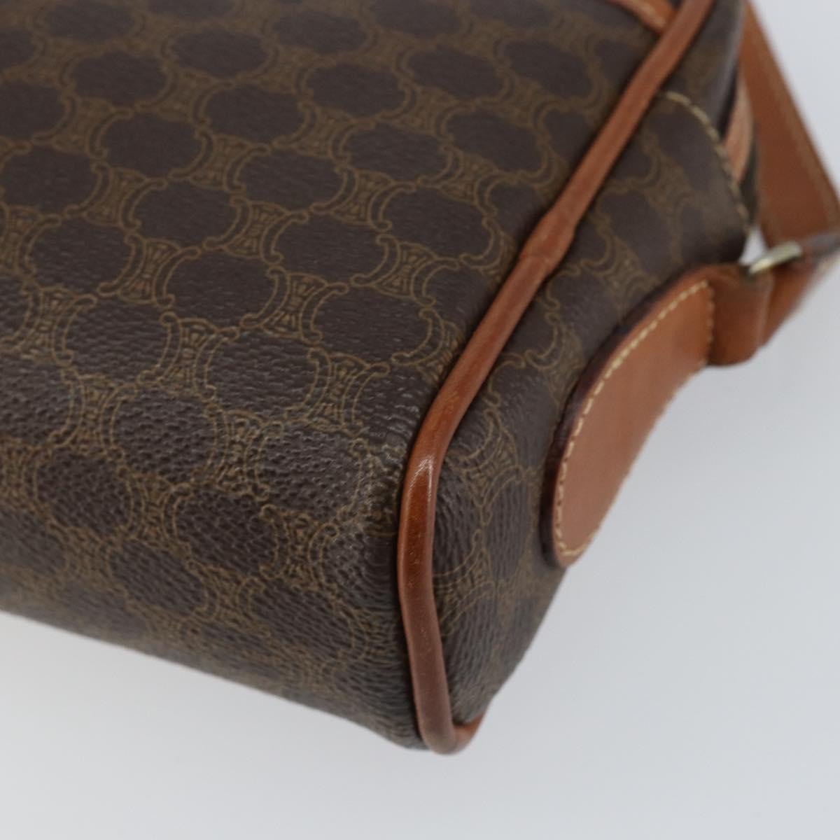 Celine Vintage Macadam Canvas And Leather Brown Canvas Shoulder Bag Bag (Pre-Owned)
