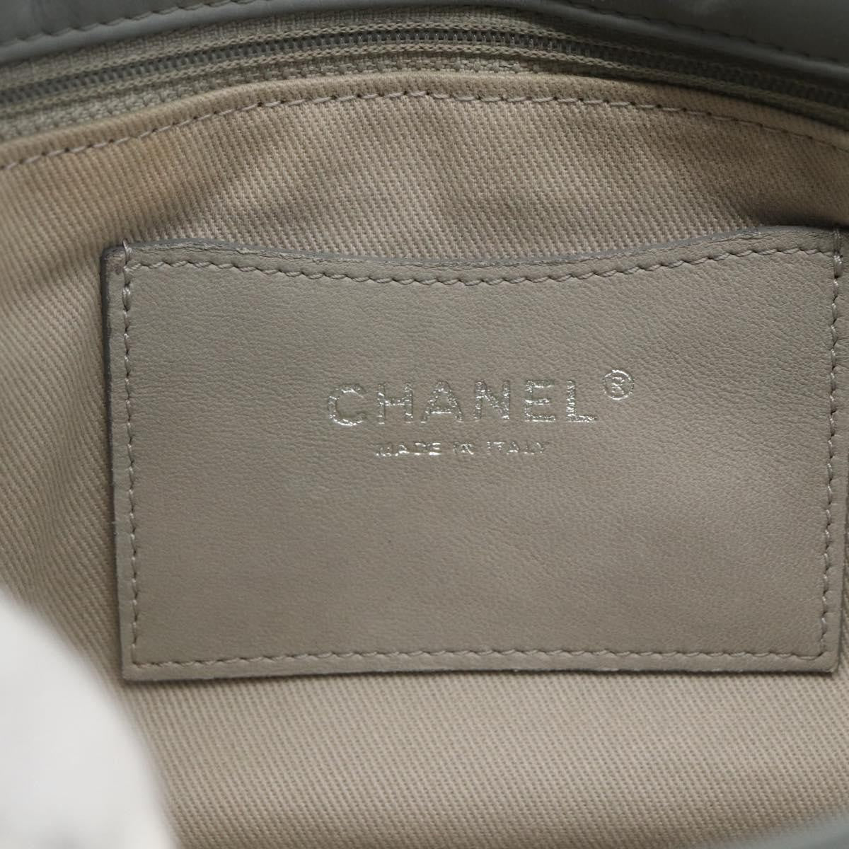 Chanel Just Mademoiselle Quilted Leather Gray Leather Shoulder Bag Bag (Pre-Owned)