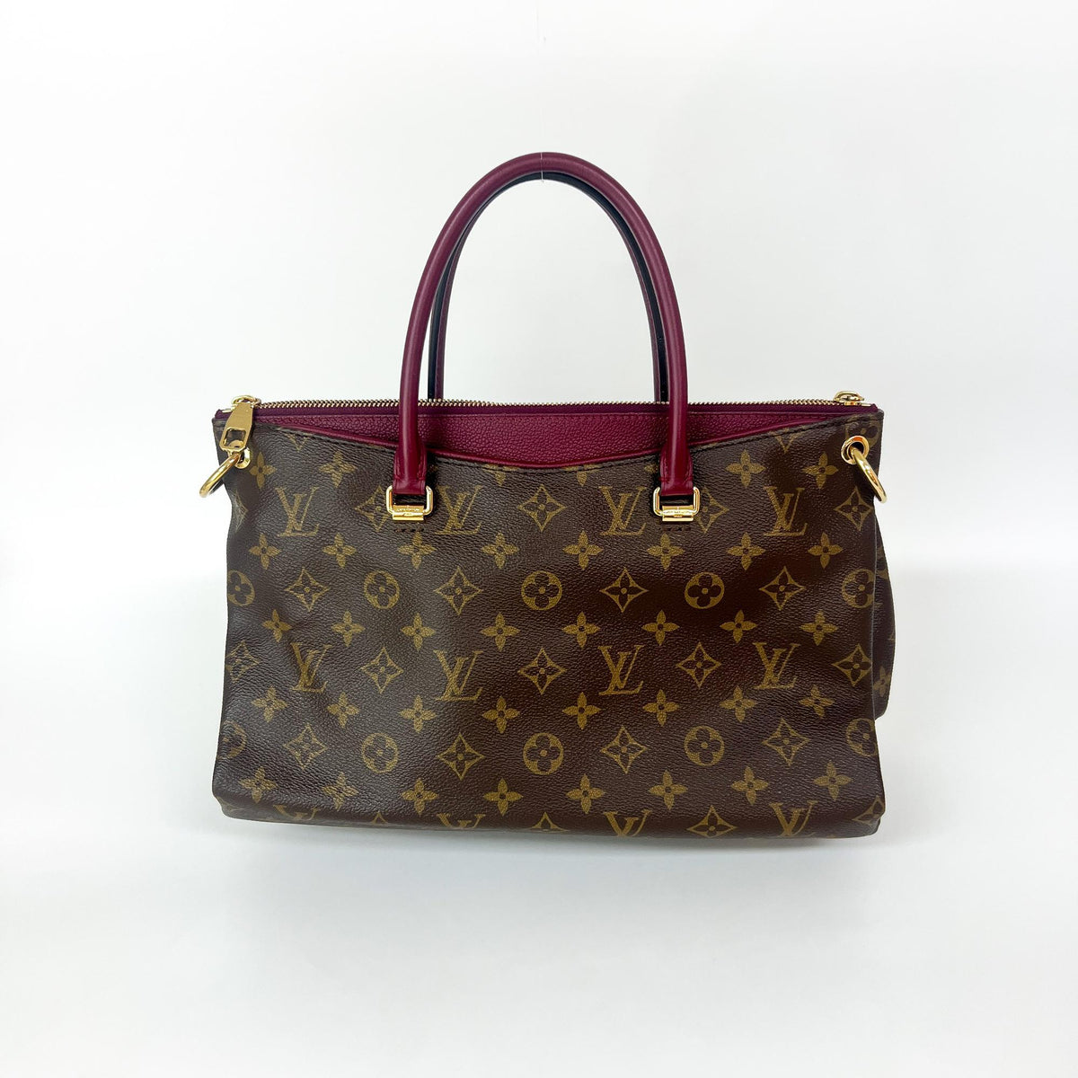 Louis Vuitton Pallas Monogram Canvas With Leather Brown Canvas Tote Bag Bag (Pre-Owned)