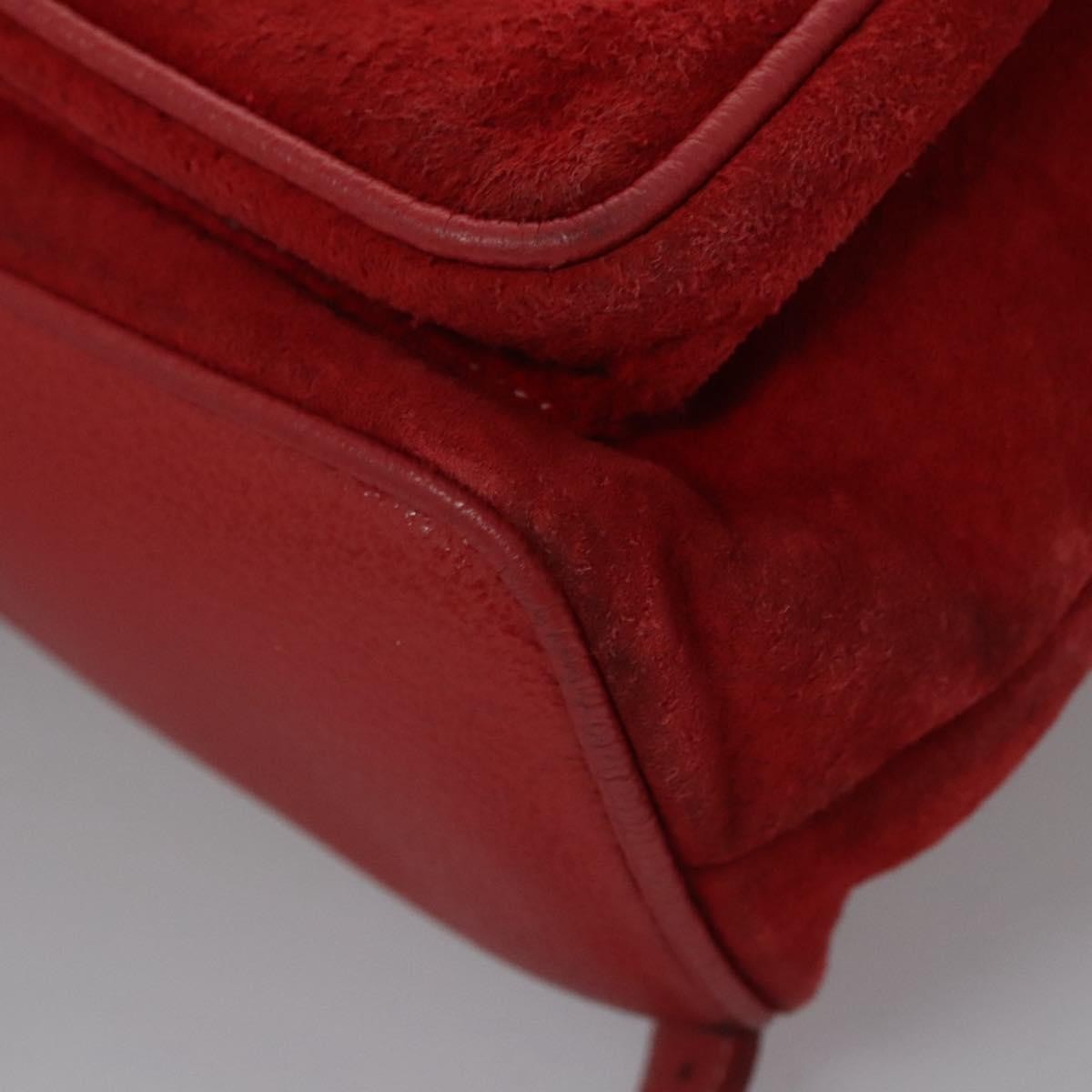 Gucci Vintage Bamboo Suede And Leather Red Suede Backpack Bag (Pre-Owned)
