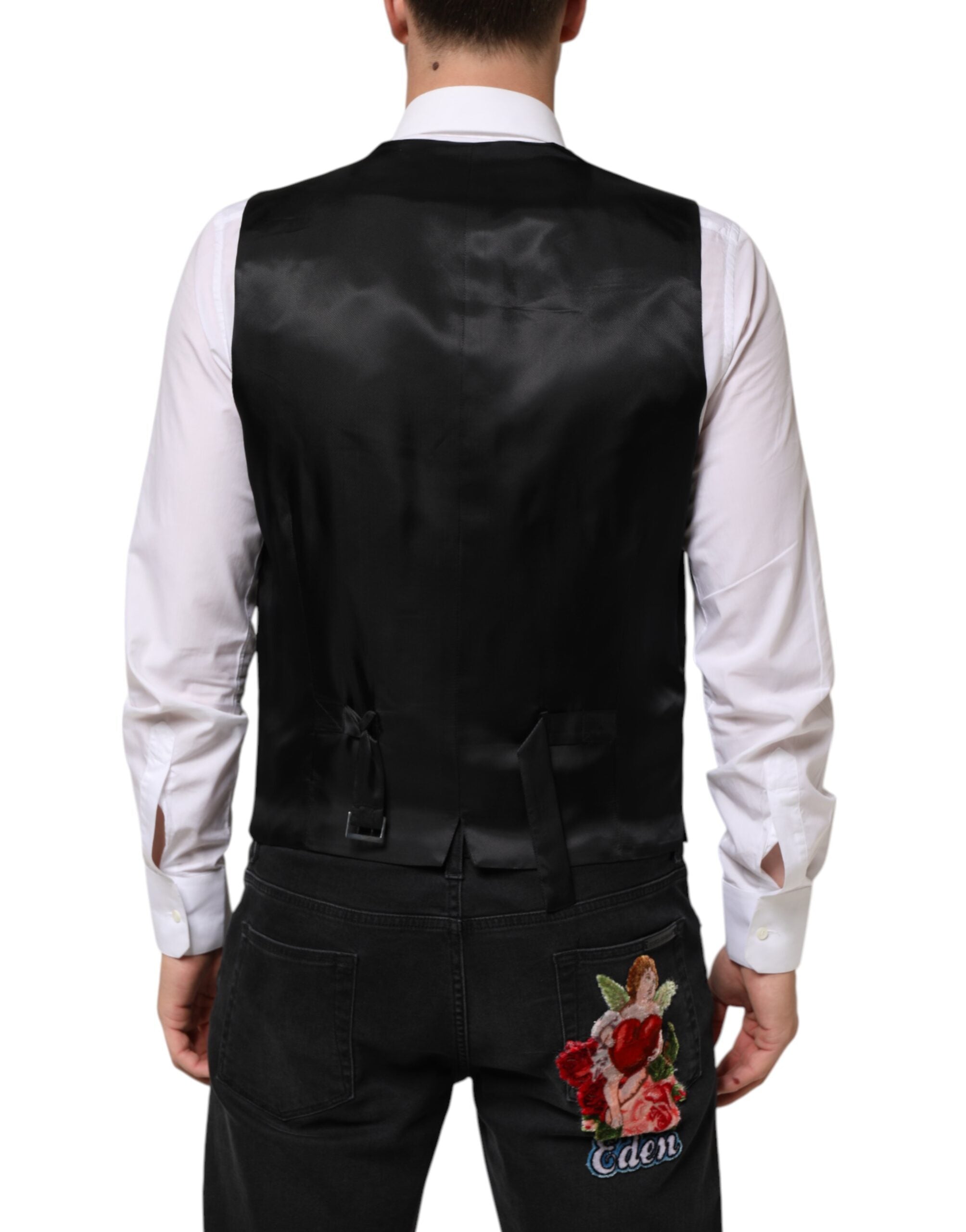Dolce & Gabbana Black Wool Dress Formal Men Waistcoat Men's Vest (Pre-Owned)