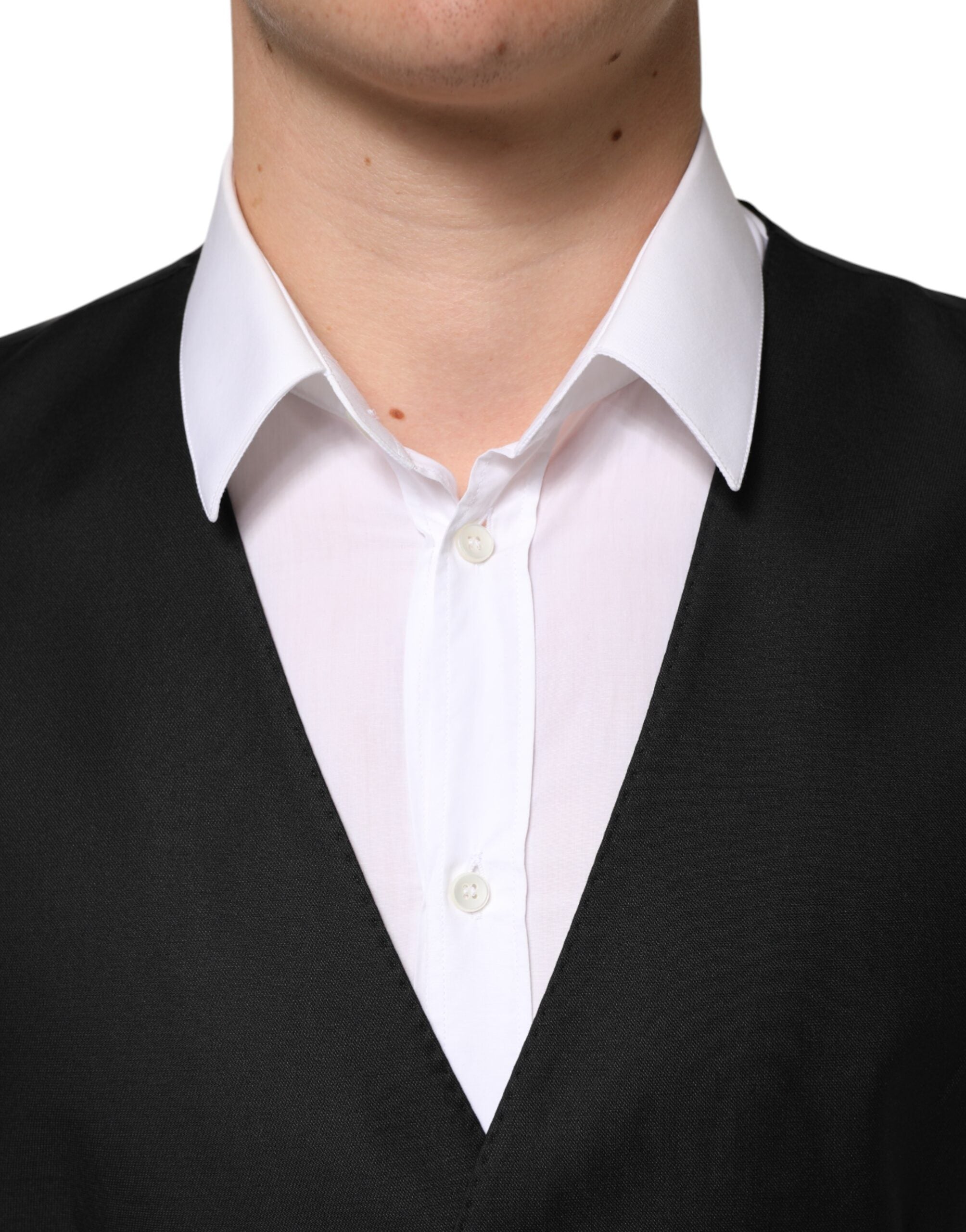 Dolce & Gabbana Black Wool Dress Formal Men Waistcoat Men's Vest (Pre-Owned)