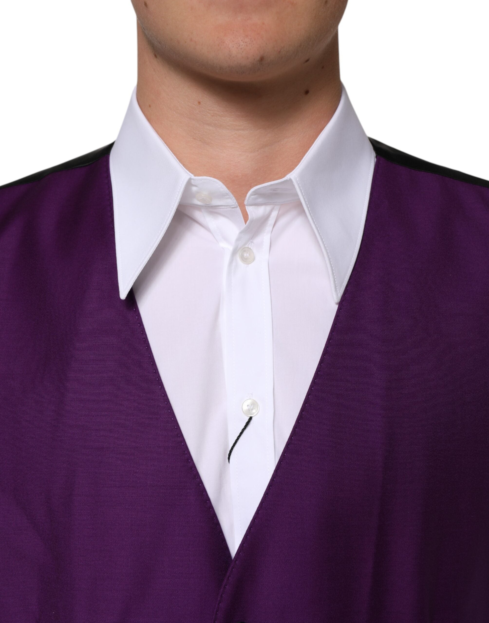Dolce & Gabbana Purple Wool Dress Formal Waistcoat Men's Vest
