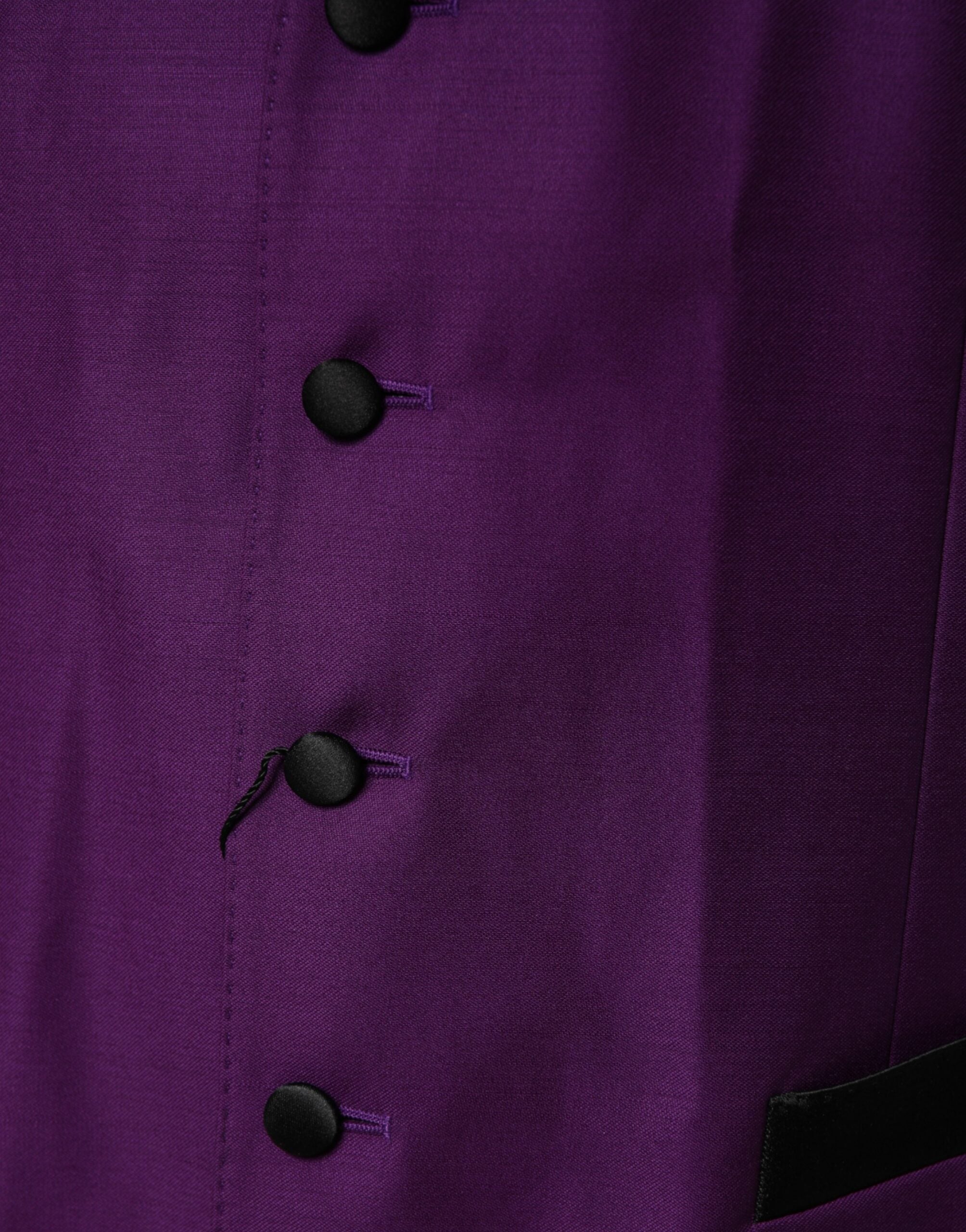 Dolce & Gabbana Purple Wool Dress Formal Waistcoat Men's Vest