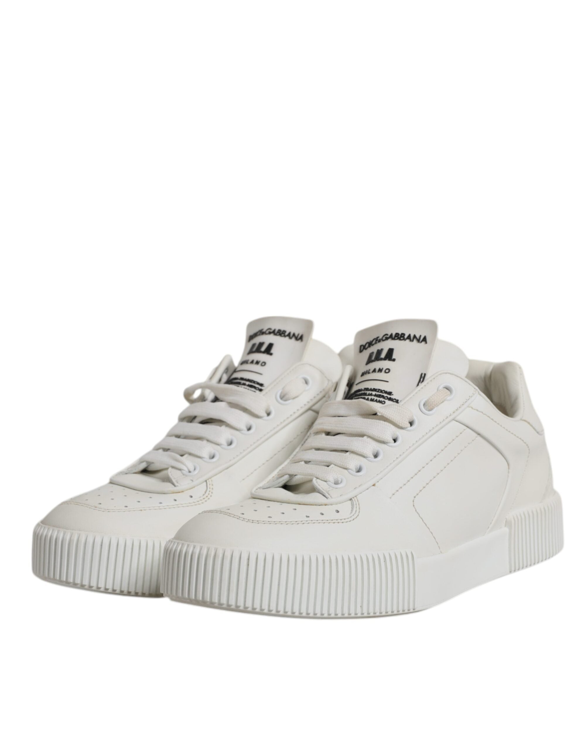 Dolce & Gabbana White Miami Leather Low Top Sneakers Women's Shoes (Pre-Owned)