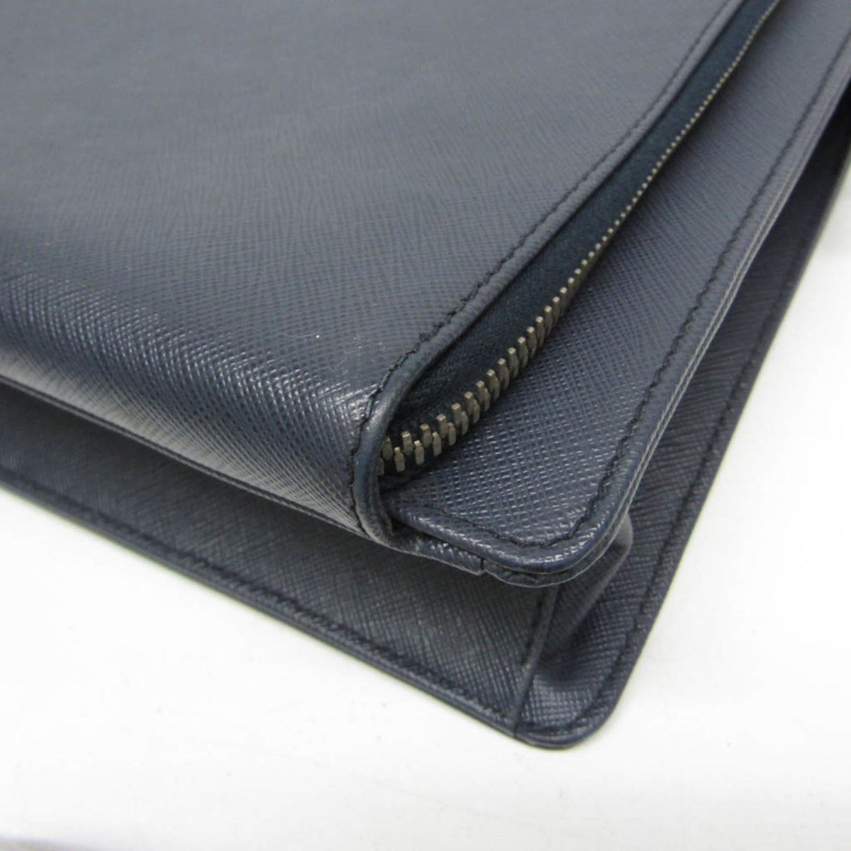 Prada Convertible Travel Saffiano Leather Navy Leather Briefcase Bag (Pre-Owned)