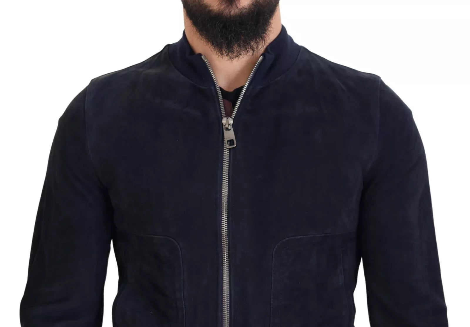 Dolce & Gabbana Dark Blue Suede Lambskin Blouson Men's Jacket (Pre-Owned)