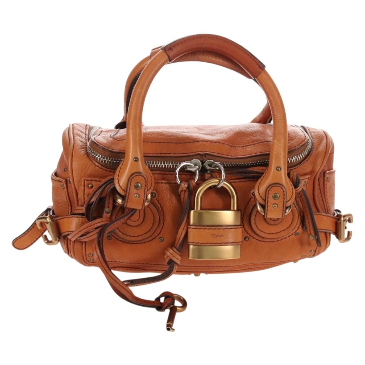 Chloe Paddington Lock Leather Orange Leather Handbag (Pre-Owned)