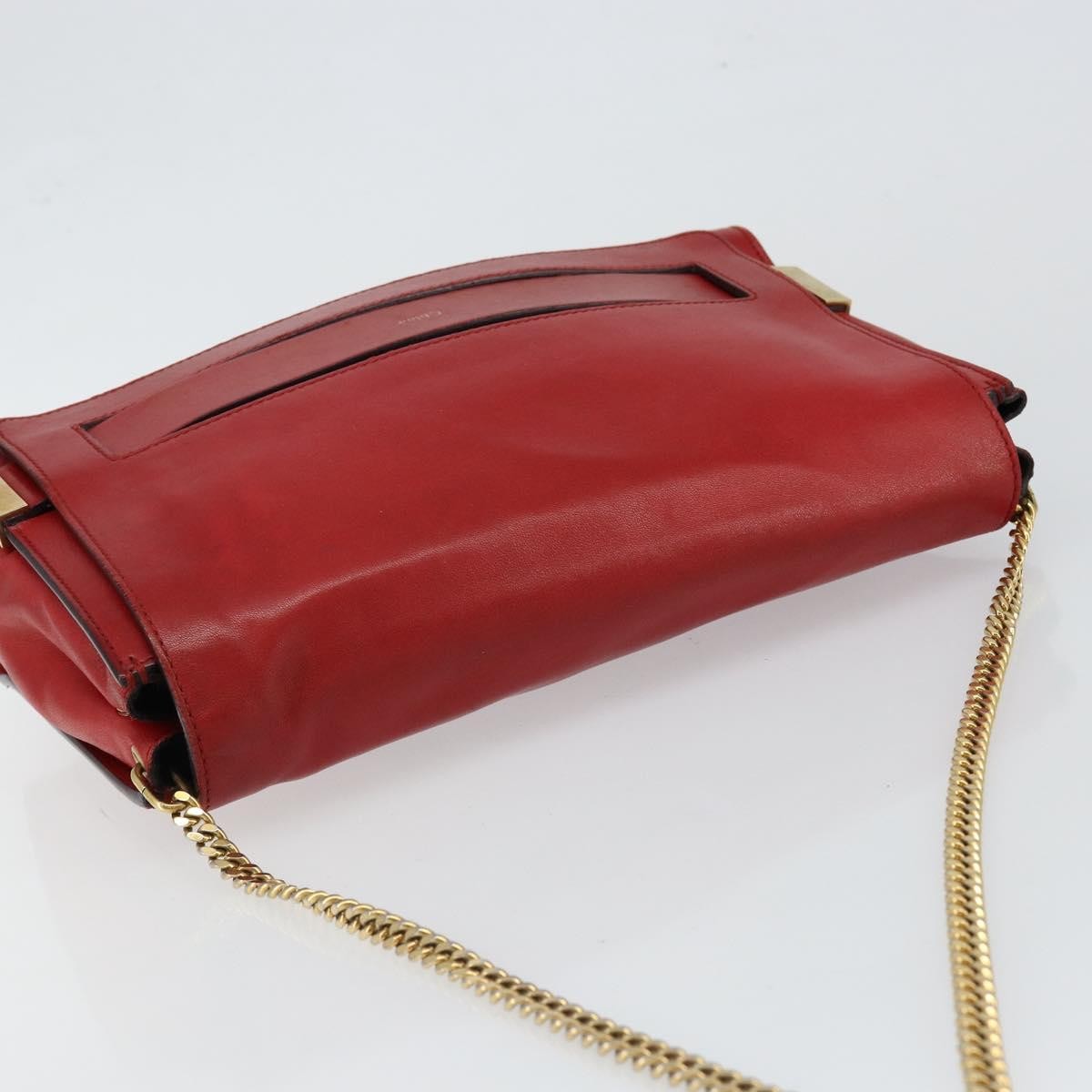 Chloe Elle Chain Clutch Leather Red Leather Bag (Pre-Owned)