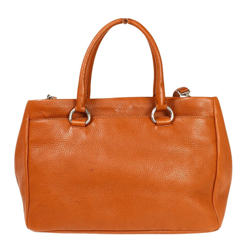 Prada Vitello Brown Leather Tote Bag (Pre-Owned)