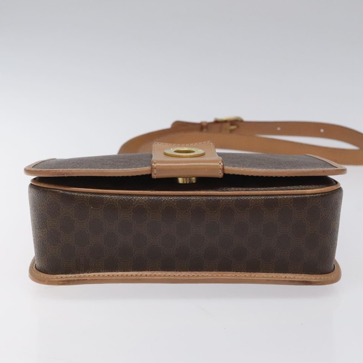 Celine Vintage Macadam Canvas And Leather Brown Canvas Shoulder Bag Bag (Pre-Owned)
